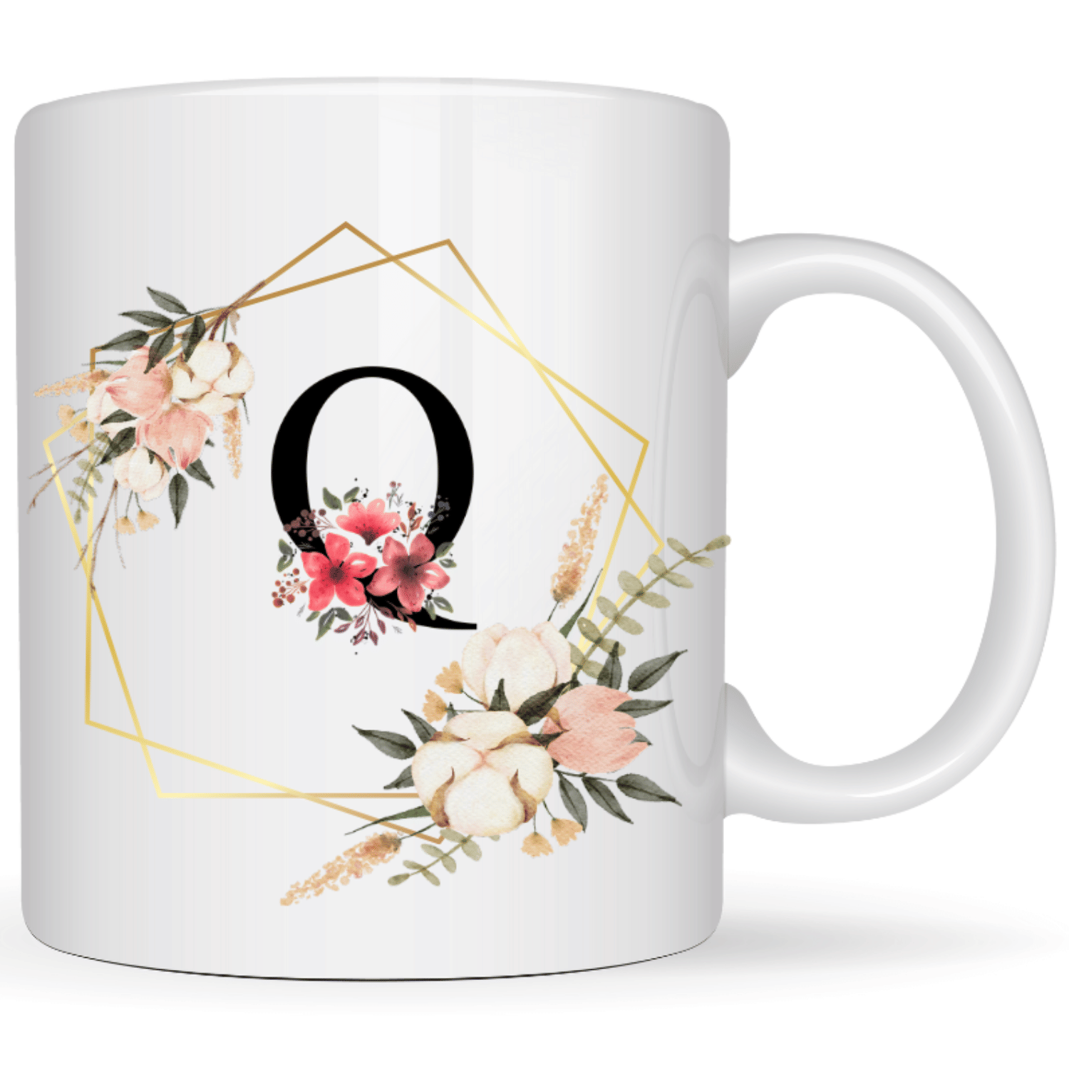     			maddock corp Printed Q Floral Ceramic Coffee Mug 350 mL ( Pack of 1 )