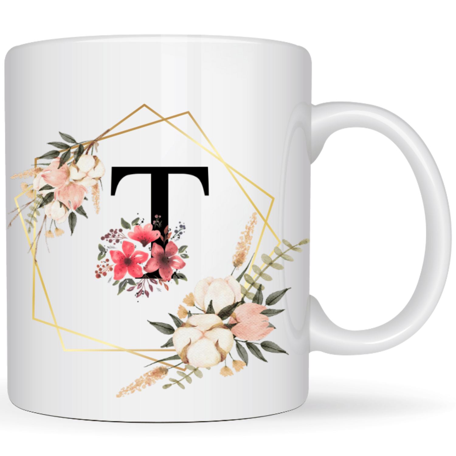     			maddock corp Printed T Floral Ceramic Coffee Mug 350 mL ( Pack of 1 )