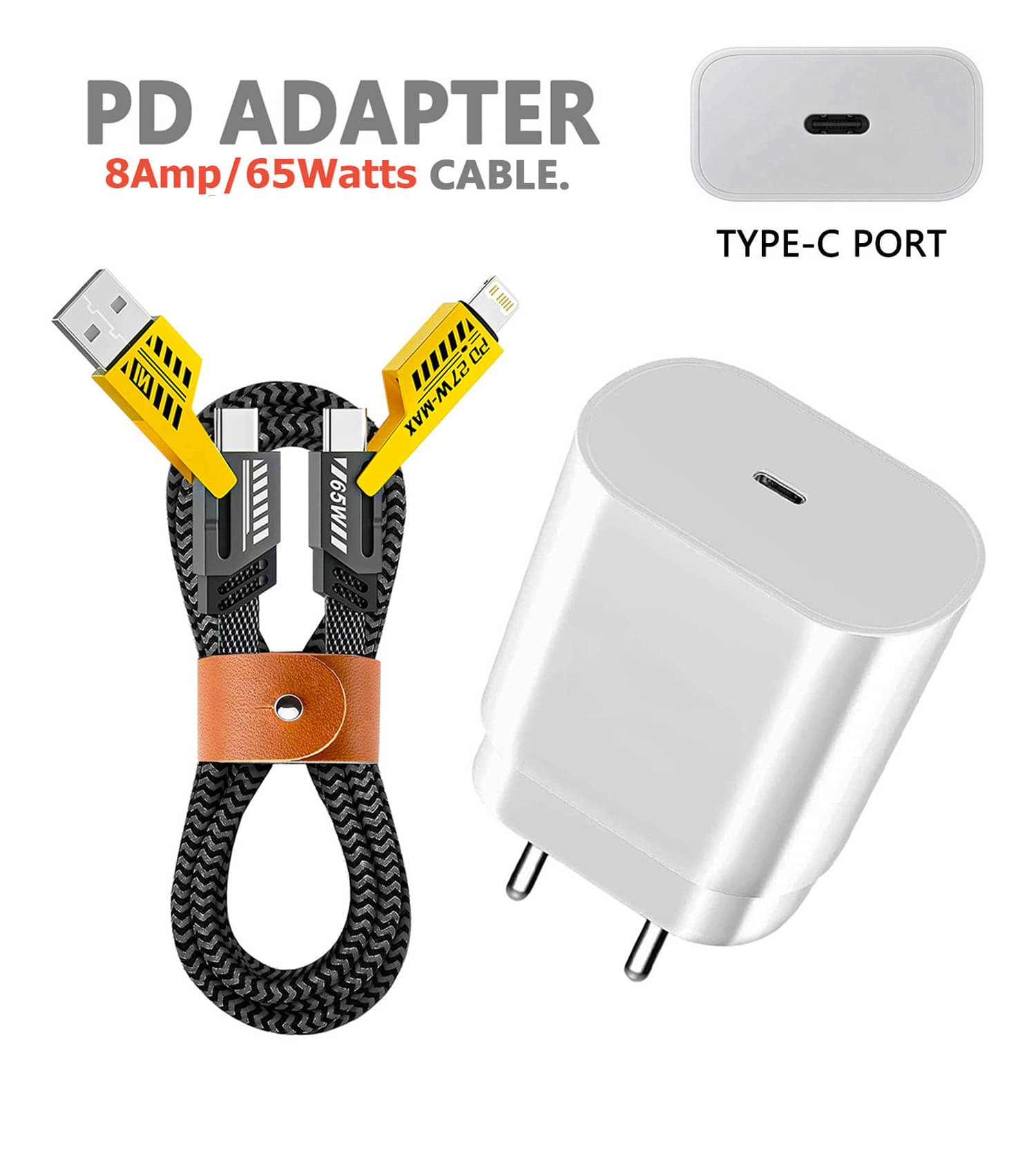 25W Fast Charging PD adapter with 4_in_1 8amp Cable compatible with Ios & Android devices. 25W Fast Charging PD adapter with 4_in_1 8amp Cable compatible with Ios & Android devices.