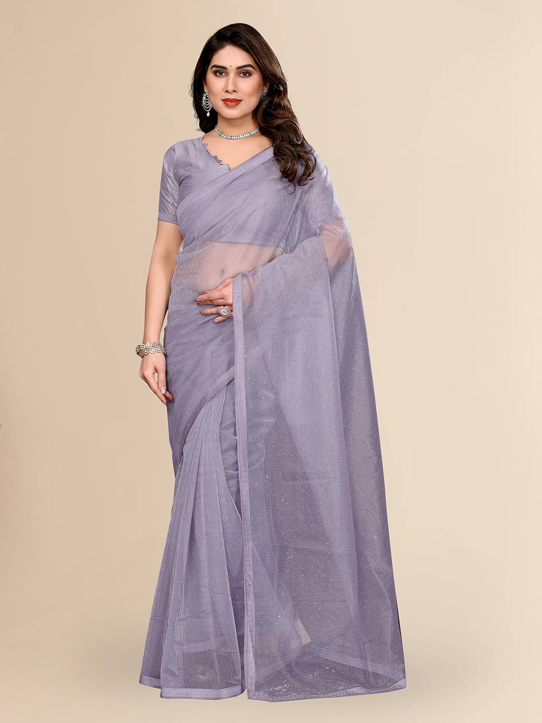 ANAND SAREES Net Solid Ilkal Saree With Unstitched Blouse Piece ( Grey ) ANAND SAREES Net Solid Ilkal Saree With Unstitched Blouse Piece ( Grey )