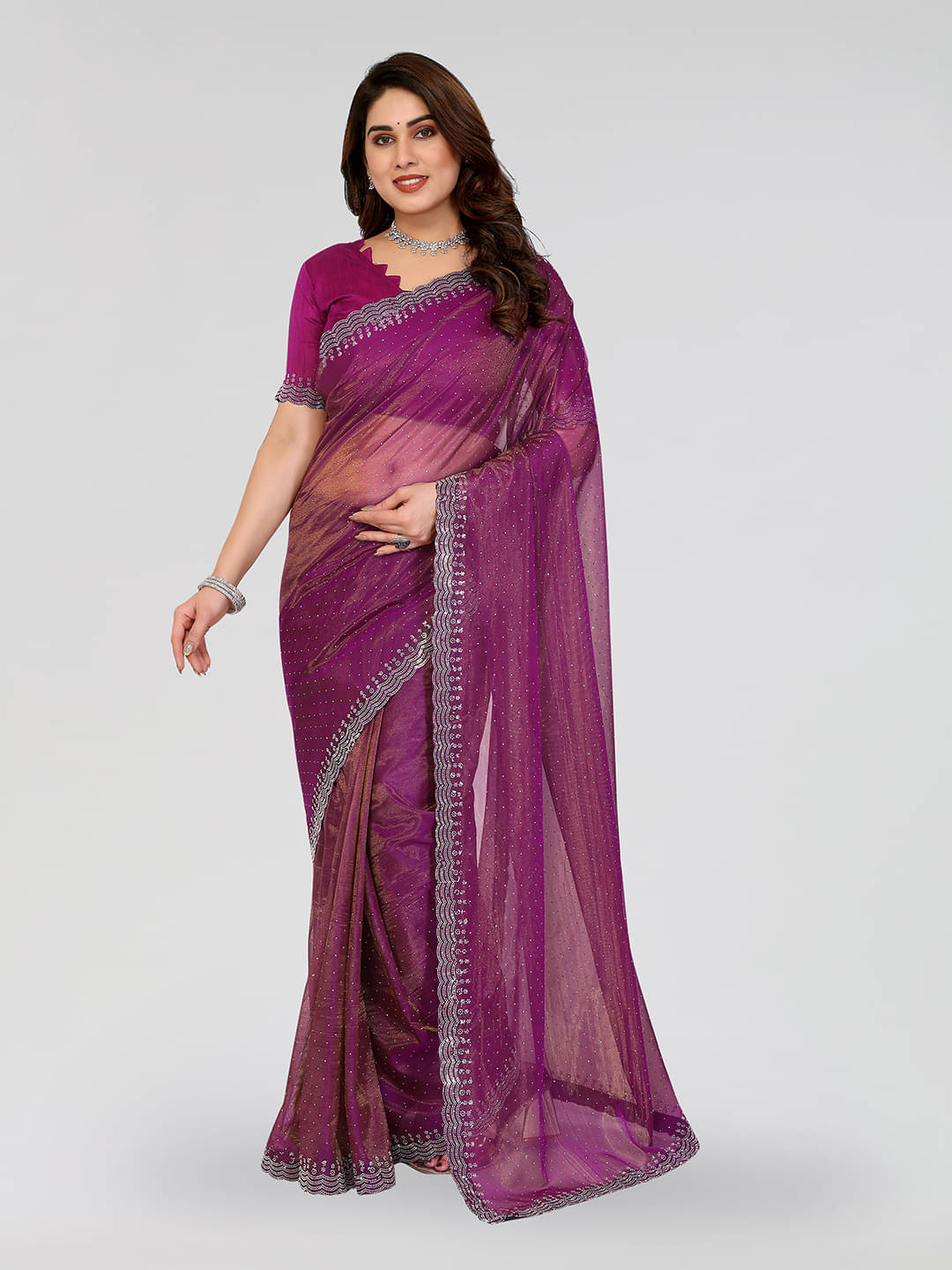 ANAND SAREES Net Solid Ilkal Saree With Unstitched Blouse Piece ( Pink ) ANAND SAREES Net Solid Ilkal Saree With Unstitched Blouse Piece ( Pink )