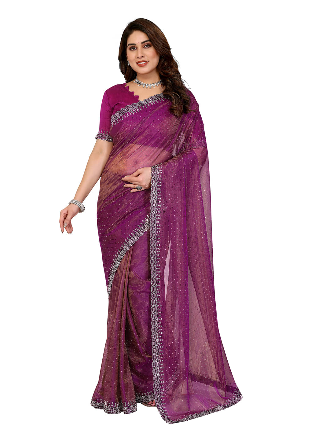 ANAND SAREES Net Solid Ilkal Saree With Unstitched Blouse Piece ( Pink ) ANAND SAREES Net Solid Ilkal Saree With Unstitched Blouse Piece ( Pink )