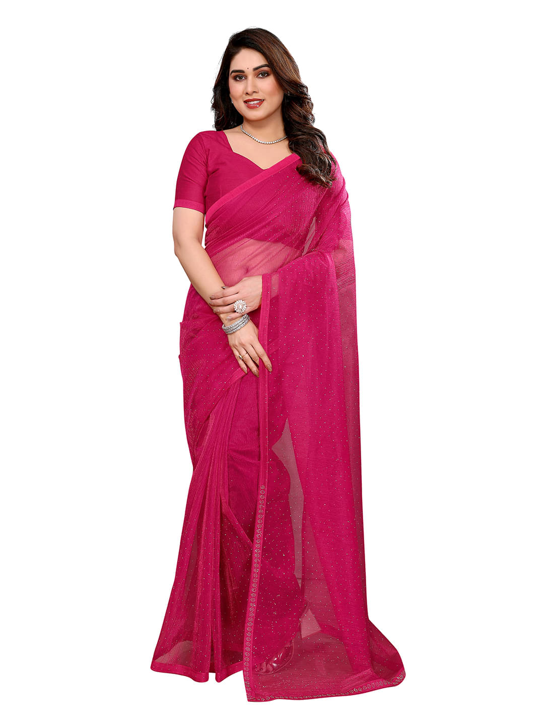     			ANAND SAREES Net Solid Ilkal Saree With Unstitched Blouse Piece ( Pink )
