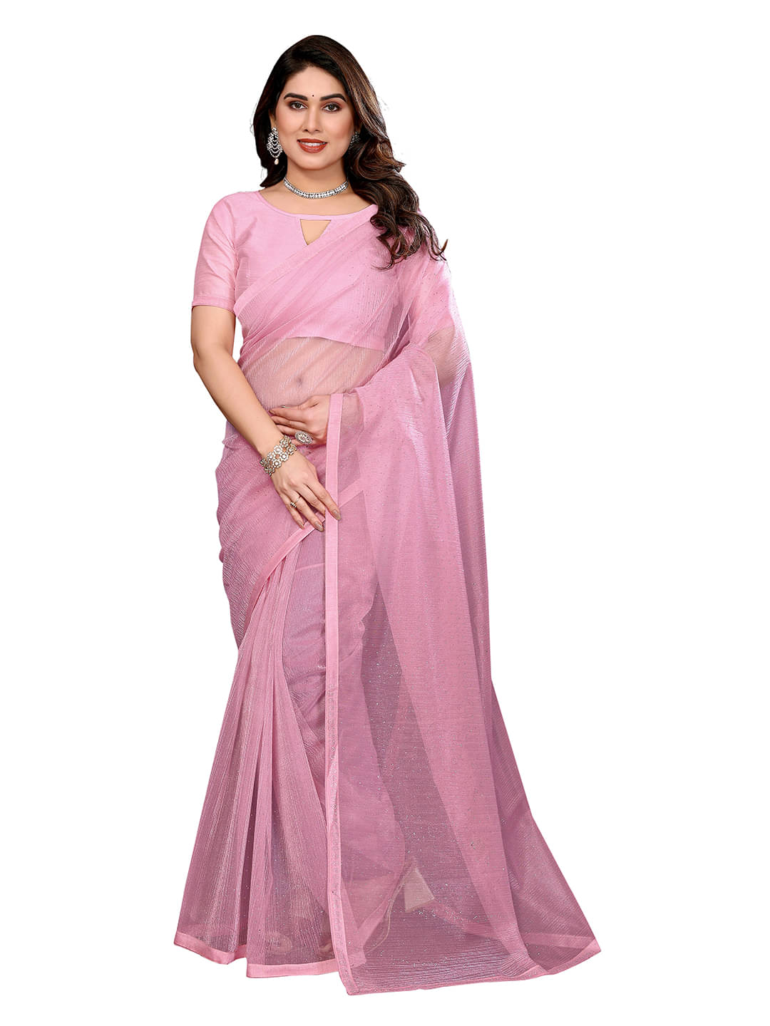 ANAND SAREES Net Solid Ilkal Saree With Unstitched Blouse Piece ( Rose Gold ) ANAND SAREES Net Solid Ilkal Saree With Unstitched Blouse Piece ( Rose Gold )