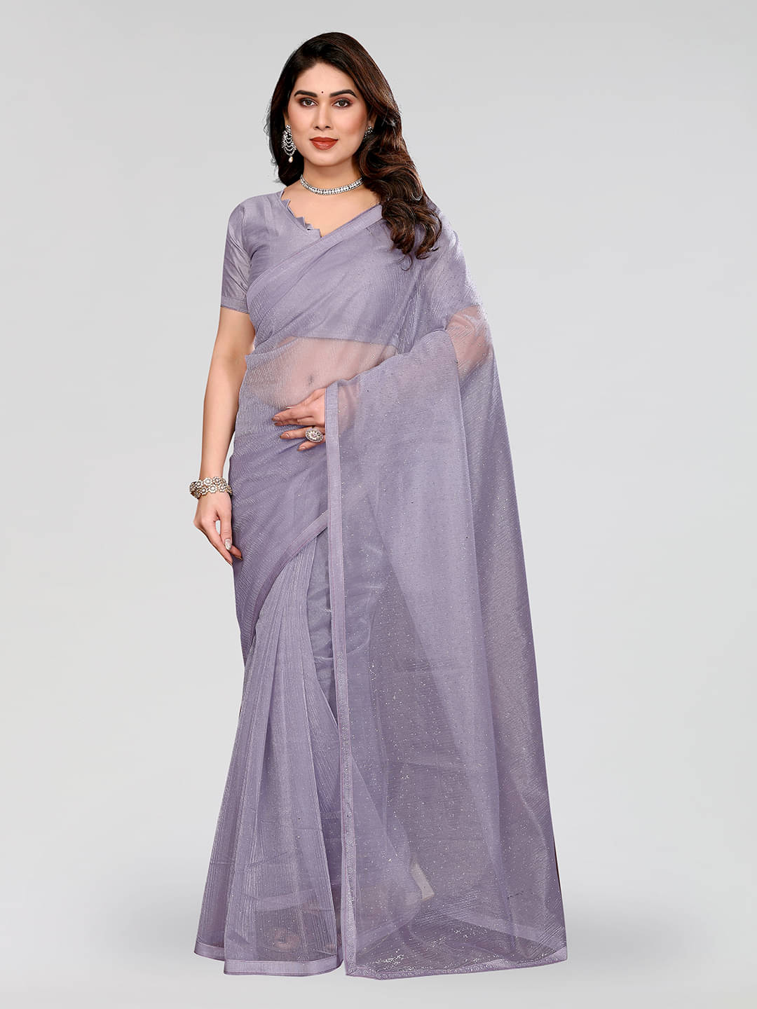 ANAND SAREES Net Solid Ilkal Saree With Unstitched Blouse Piece ( Grey ) ANAND SAREES Net Solid Ilkal Saree With Unstitched Blouse Piece ( Grey )