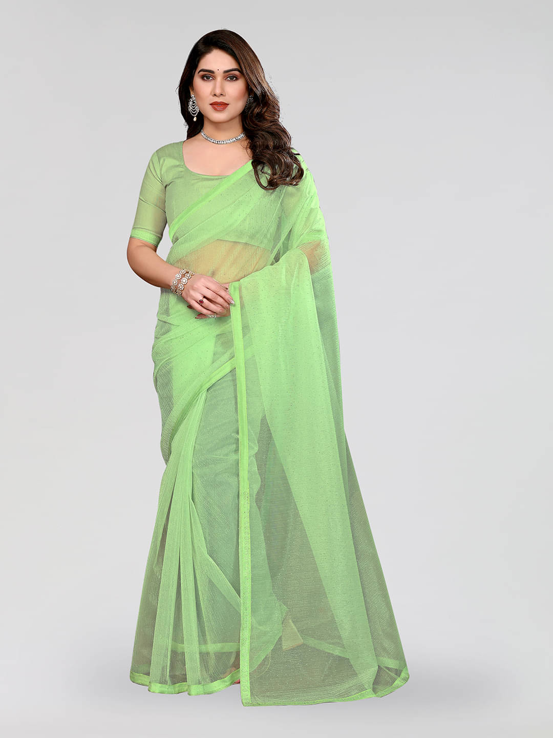 ANAND SAREES Net Solid Ilkal Saree With Unstitched Blouse Piece ( Light Green ) ANAND SAREES Net Solid Ilkal Saree With Unstitched Blouse Piece ( Light Green )