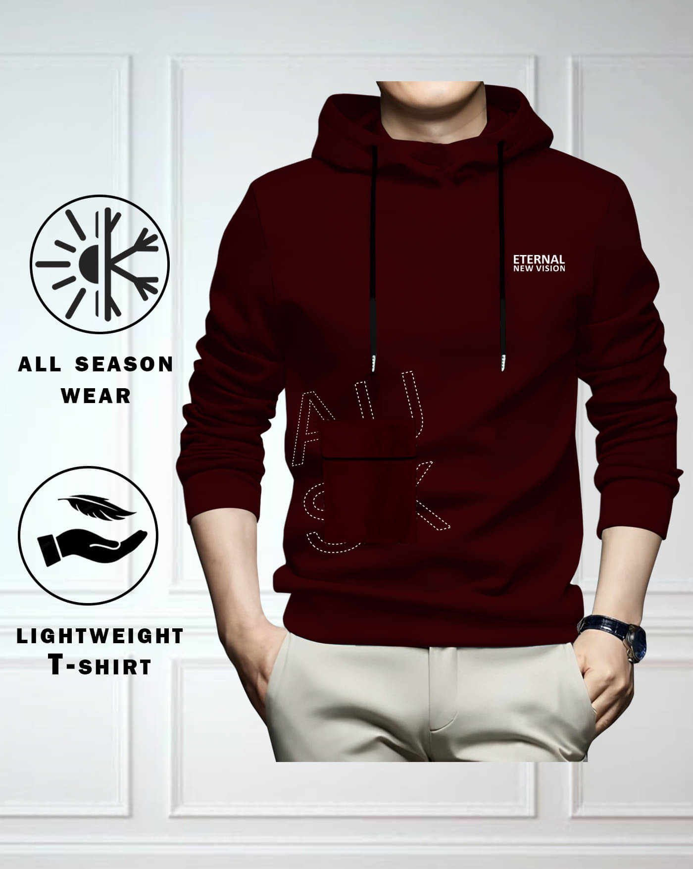     			AUSK Men Cotton Blend Regular Fit Printed T-Shirt ( Maroon )