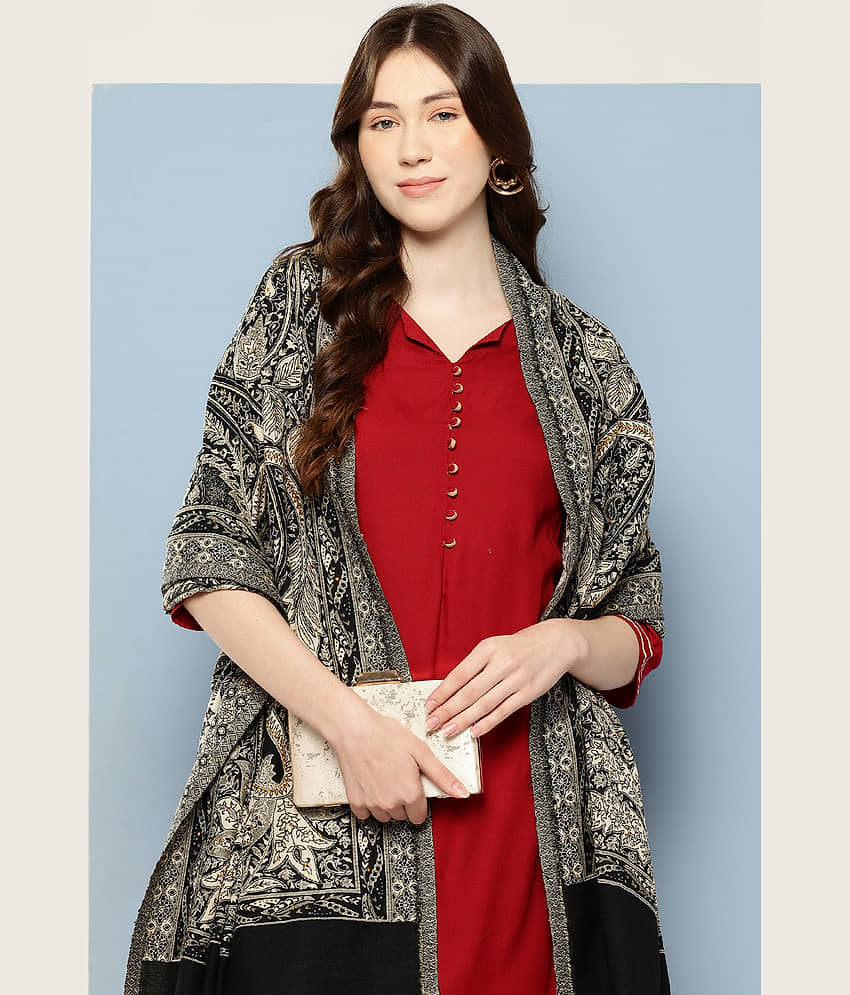 Aarika Black Self Design Shawl - ( Pack of 1 ) - Dupattas & Shawls | Buy online on ZillyBuy