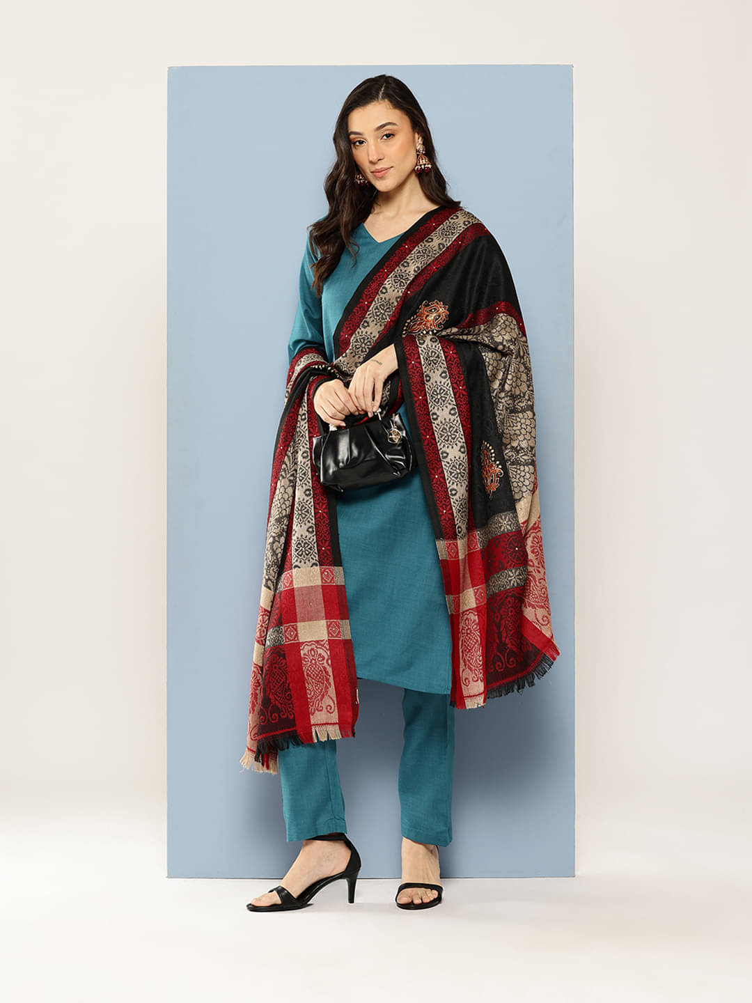     			Aarika Black Self Design Shawl - ( Pack of 1 )