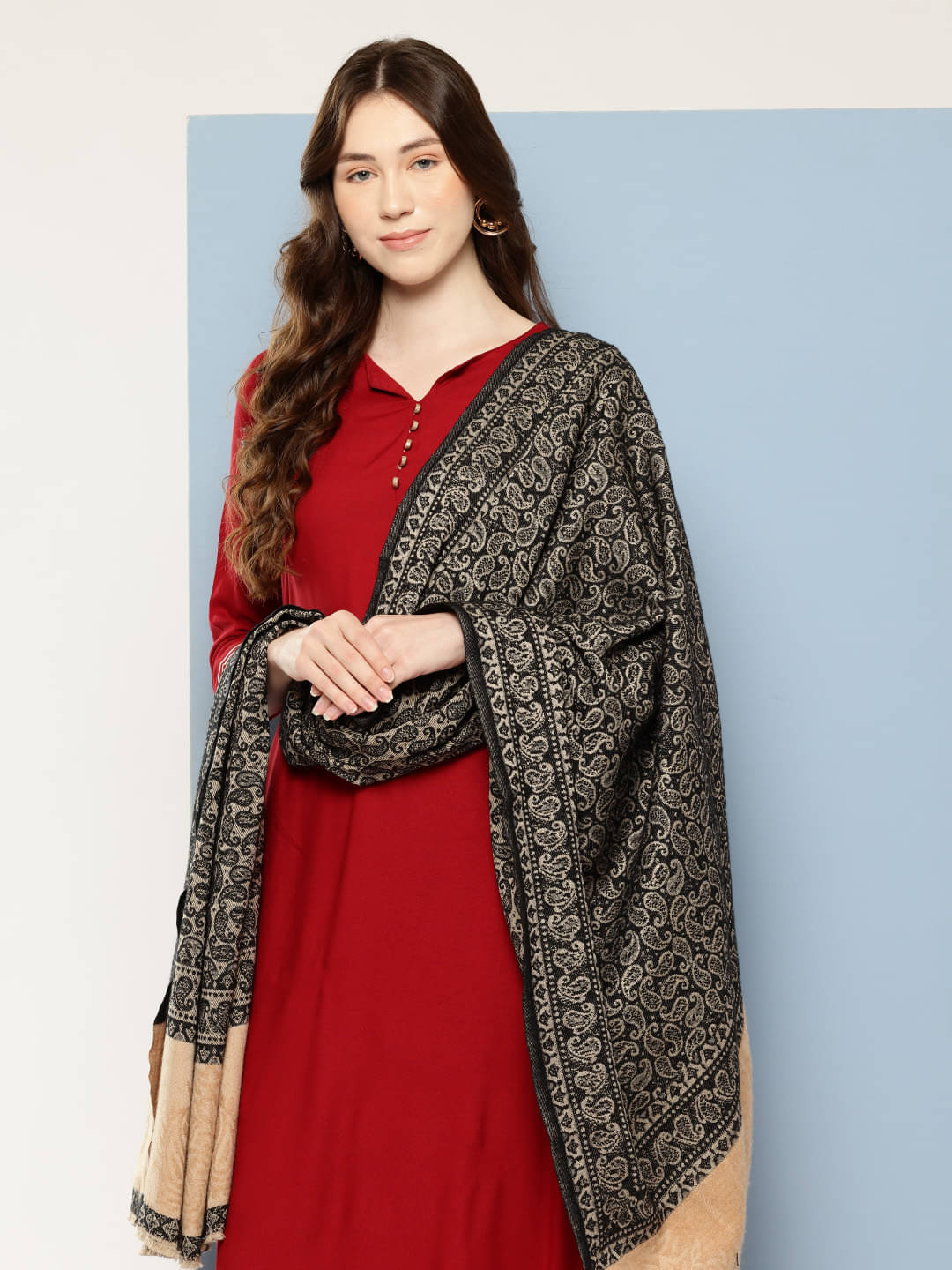     			Aarika Black Self Design Shawl - ( Pack of 1 )