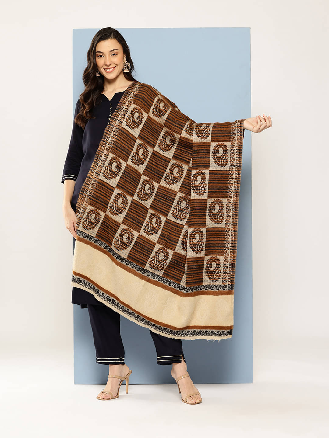 Aarika Brown Self Design Shawl - ( Pack of 1 ) Aarika Brown Self Design Shawl - ( Pack of 1 )