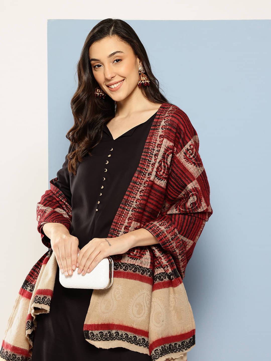 Aarika Maroon Self Design Shawl - ( Pack of 1 ) Aarika Maroon Self Design Shawl - ( Pack of 1 )