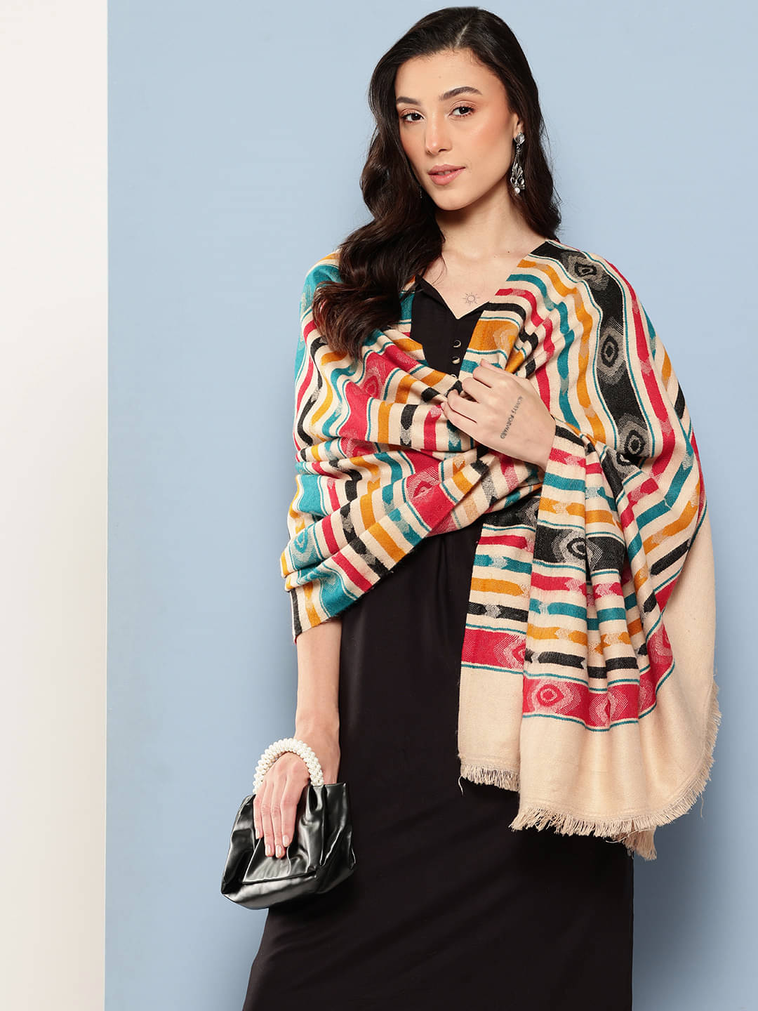     			Aarika Multicolor Striped Shawl - ( Pack of 1 )