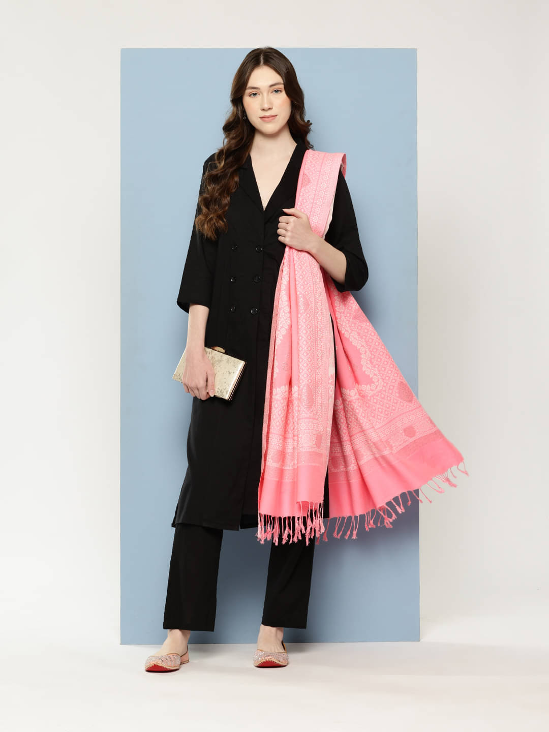 Aarika Pink Self Design Shawl - ( Pack of 1 ) Aarika Pink Self Design Shawl - ( Pack of 1 )
