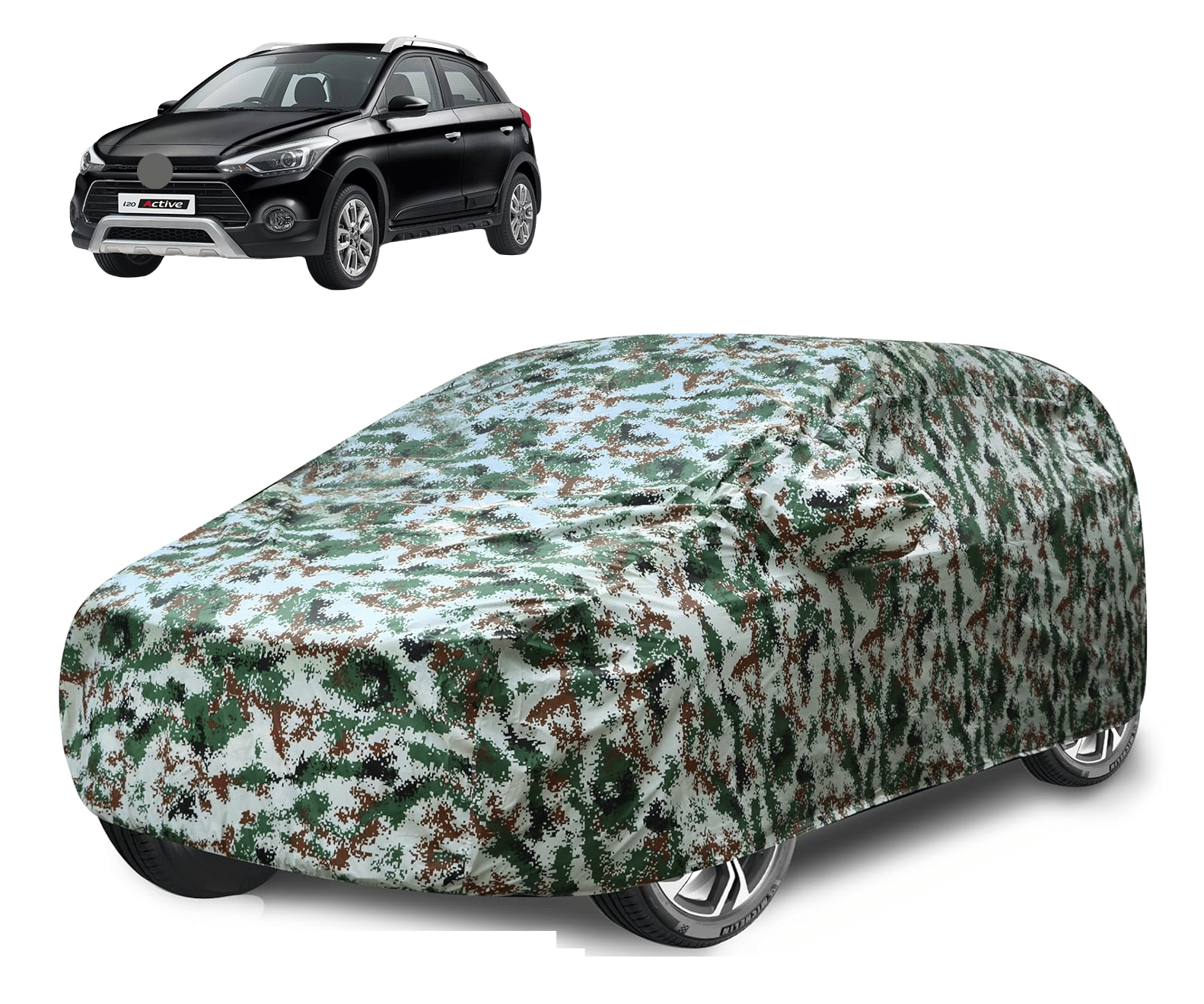     			Auto Hub Car Body Cover for Hyundai All Car Models With Mirror Pocket ( Pack of 1 ) , Green