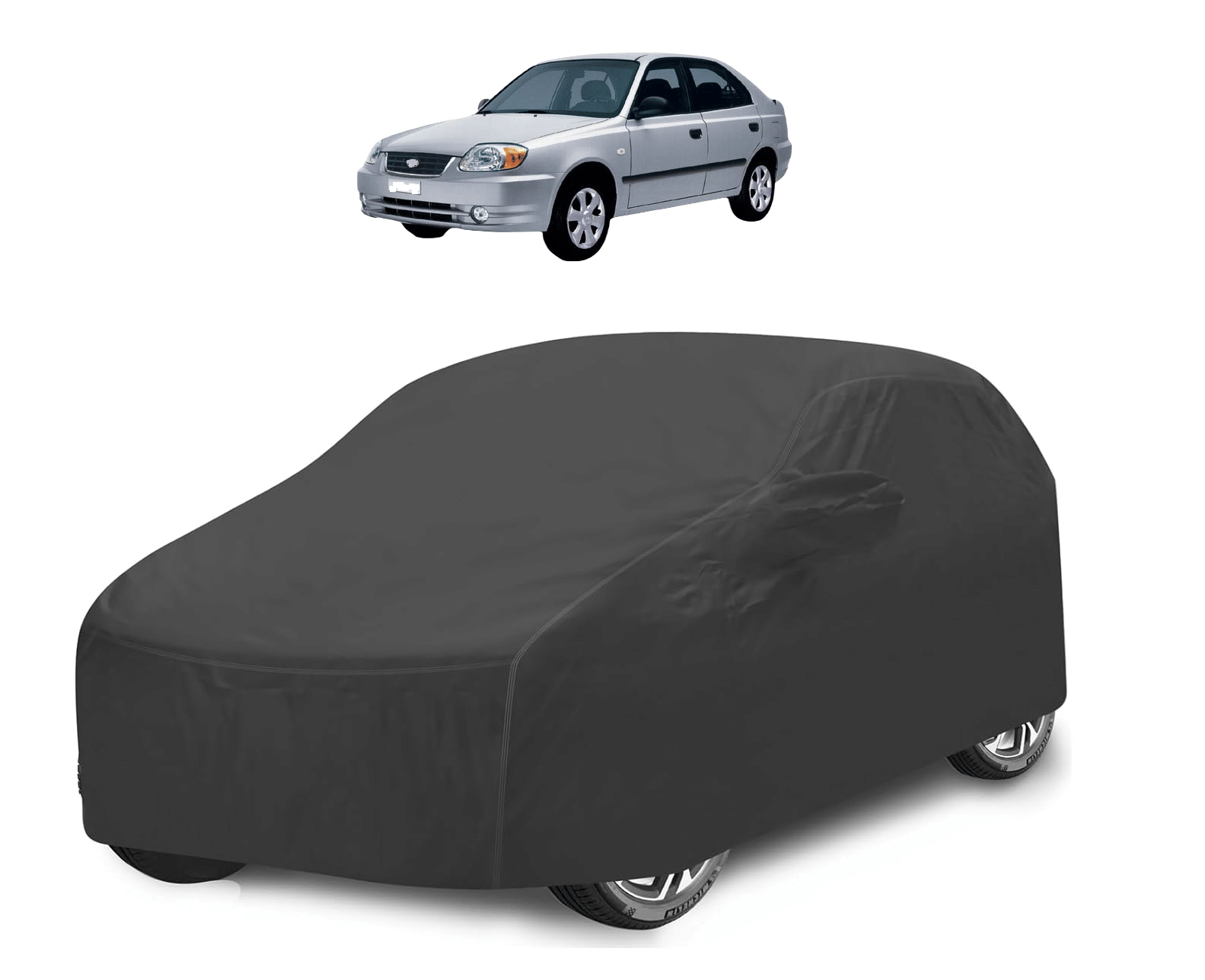     			Auto Hub Car Body Cover for Hyundai All Car Models With Mirror Pocket ( Pack of 1 ) , Grey