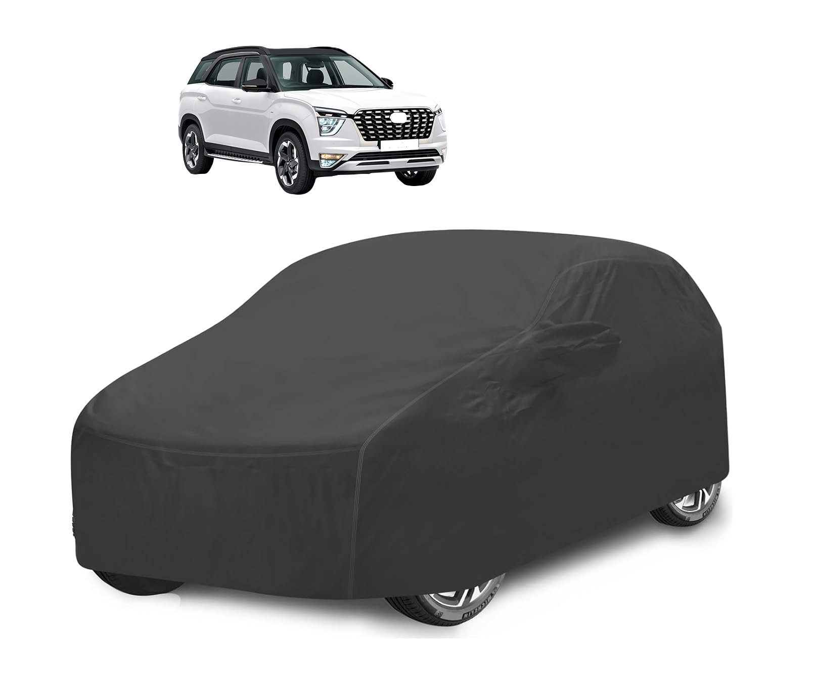     			Auto Hub Car Body Cover for Hyundai All Car Models With Mirror Pocket ( Pack of 1 ) , Grey