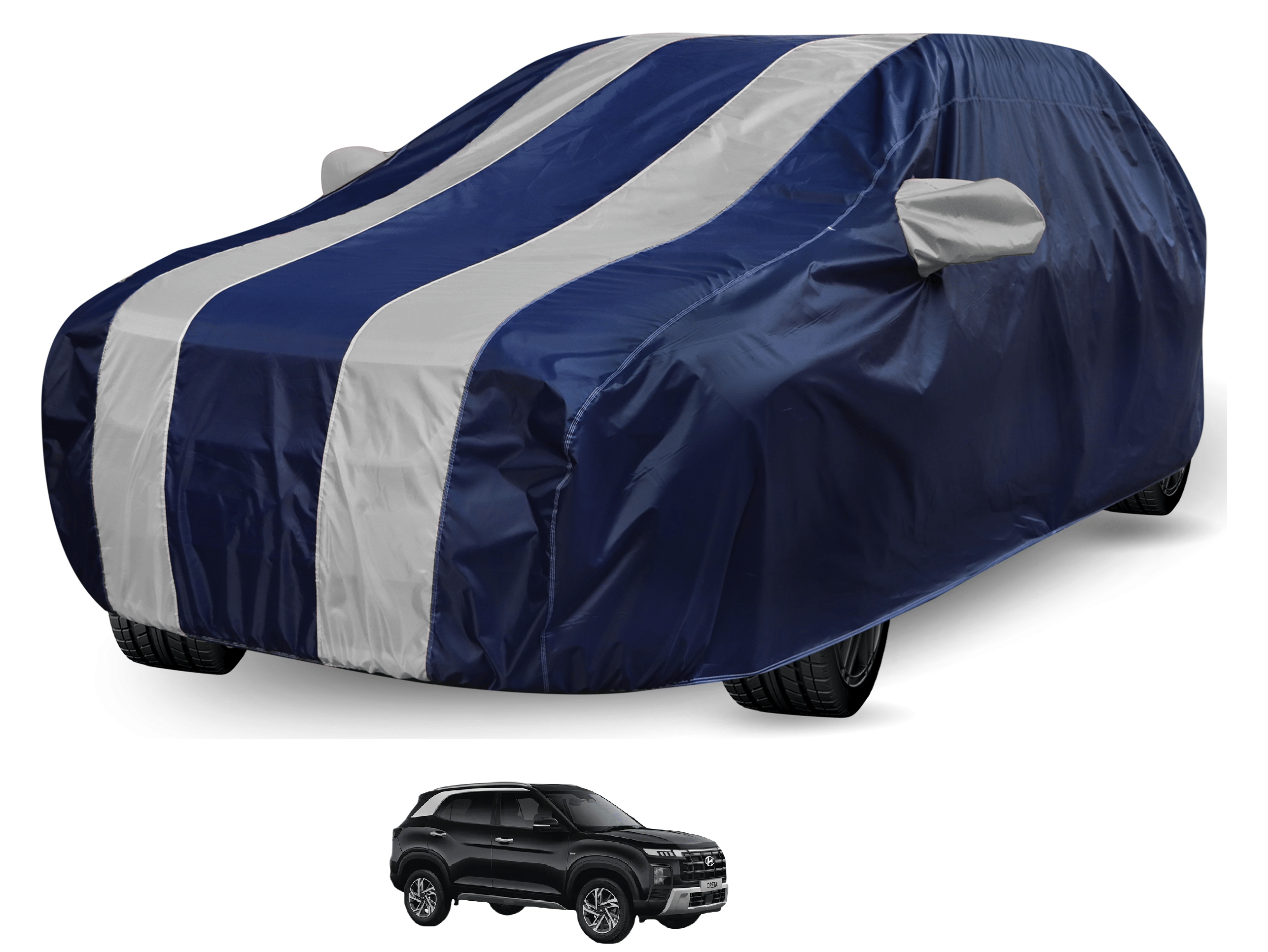 Auto Hub Car Body Cover for Hyundai All Car Models With Mirror Pocket ( Pack of 1 ) , Blue Auto Hub Car Body Cover for Hyundai All Car Models With Mirror Pocket ( Pack of 1 ) , Blue