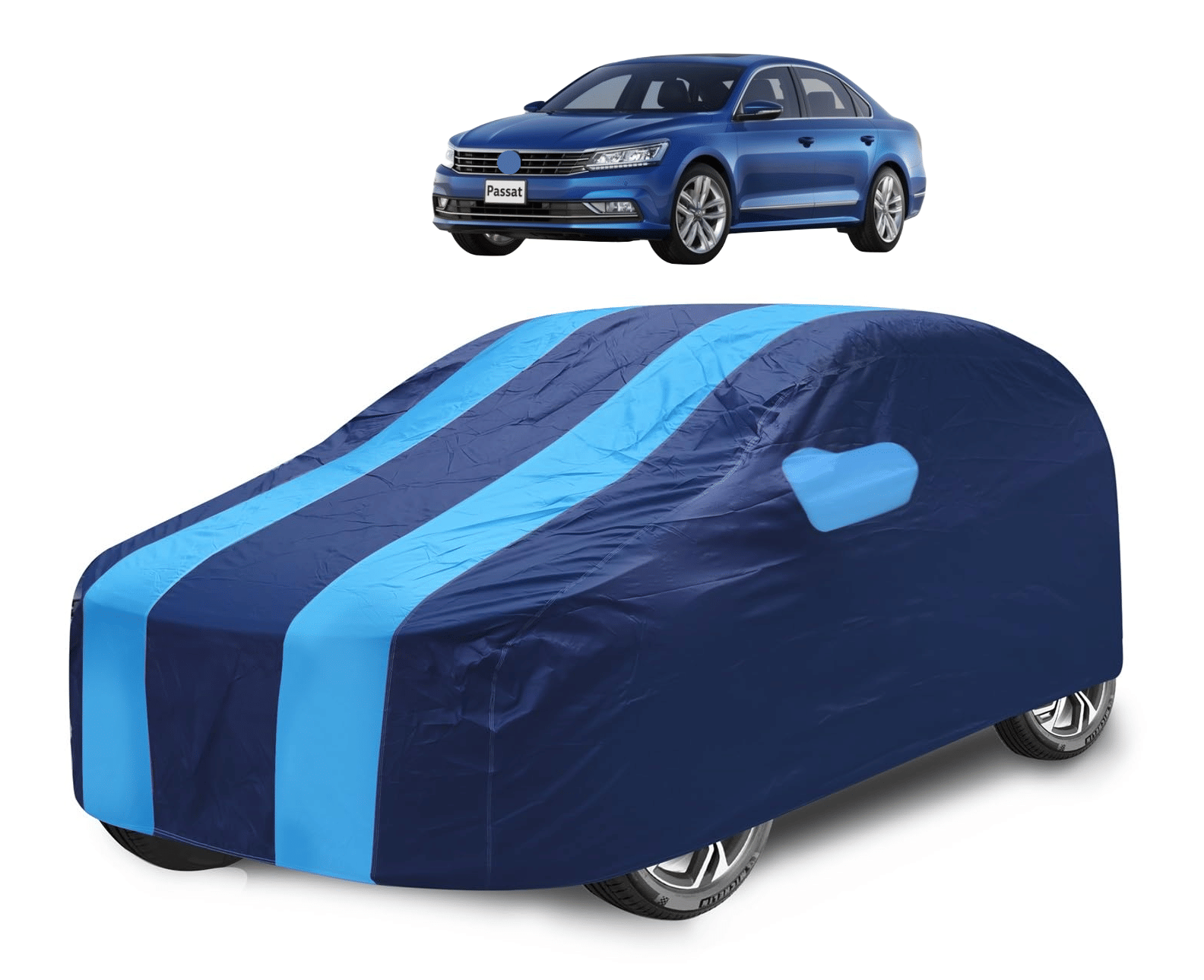    			Auto Hub Car Body Cover for Volkswagen All Car Models With Mirror Pocket ( Pack of 1 ) , Blue