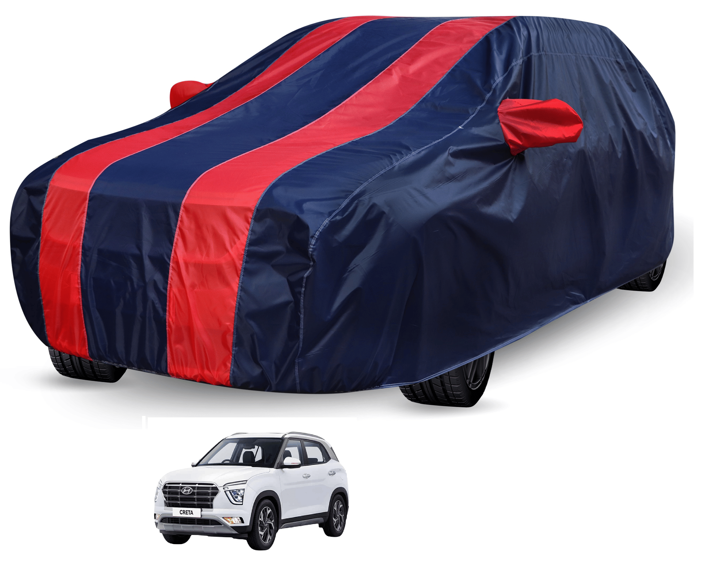     			Auto Hub Car Body Cover for Hyundai All Car Models With Mirror Pocket ( Pack of 1 ) , Red