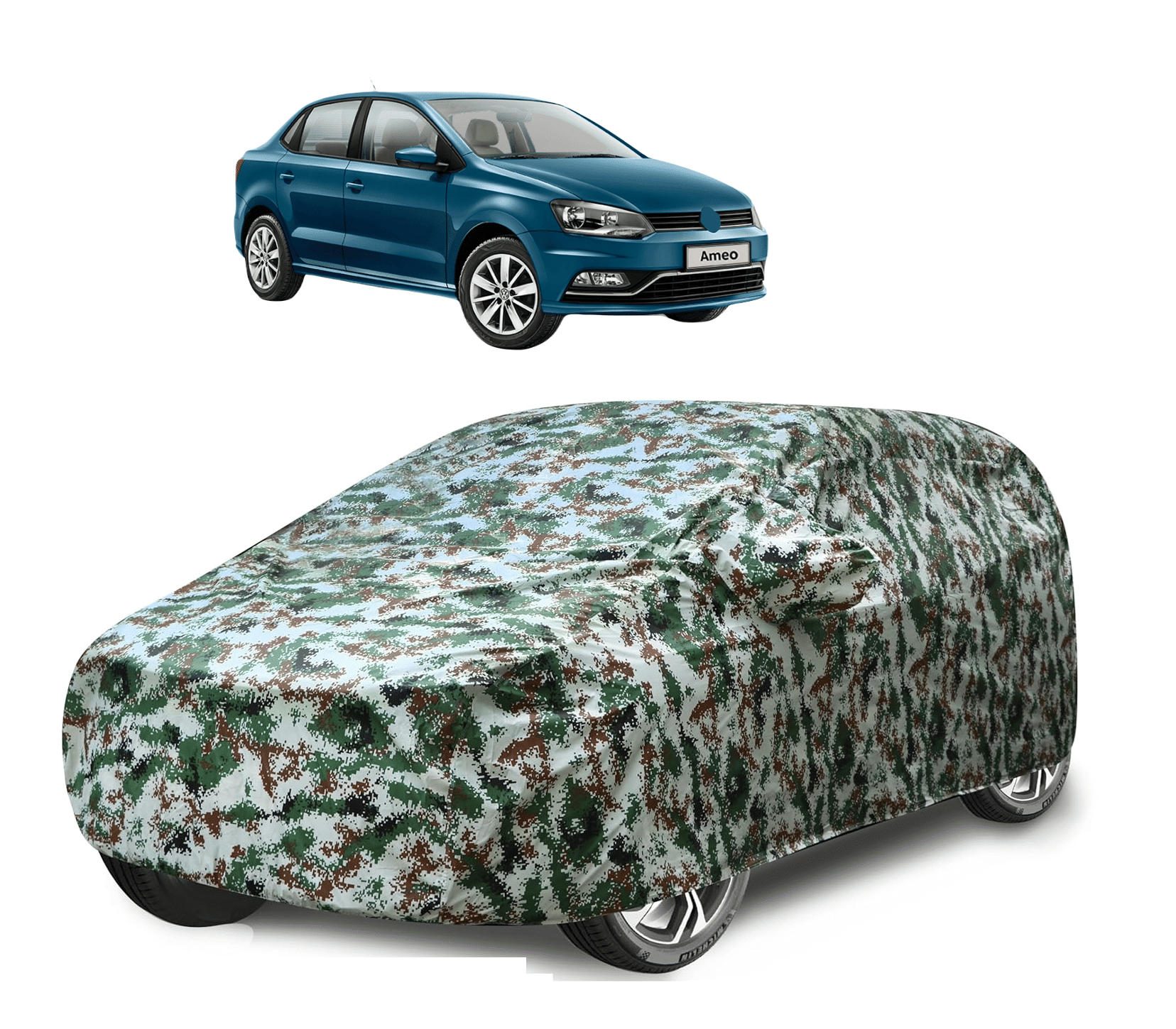     			Auto Hub Car Body Cover for Volkswagen All Car Models With Mirror Pocket ( Pack of 1 ) , Green