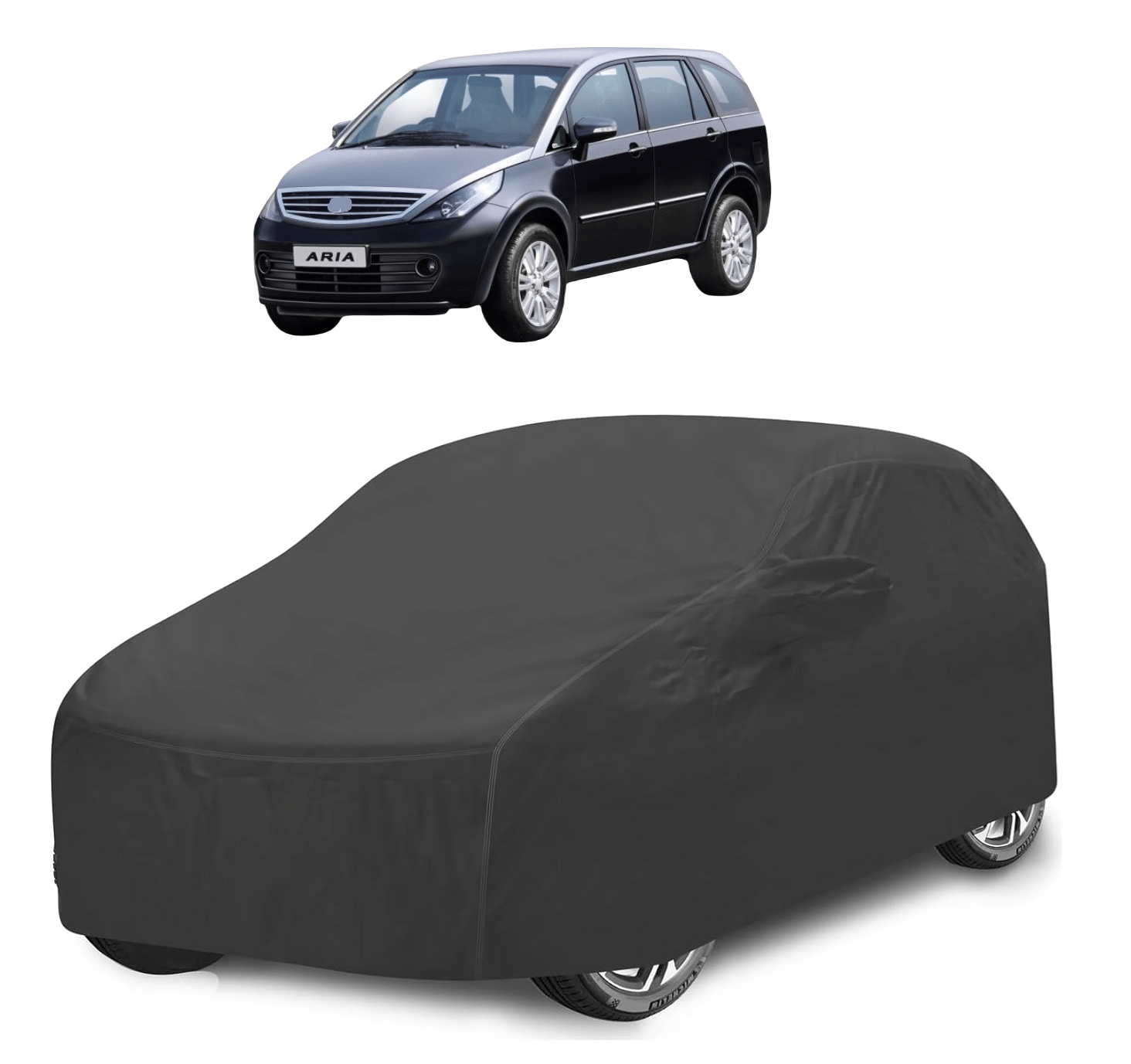     			Auto Hub Car Body Cover for Tata All Car Models With Mirror Pocket ( Pack of 1 ) , Grey