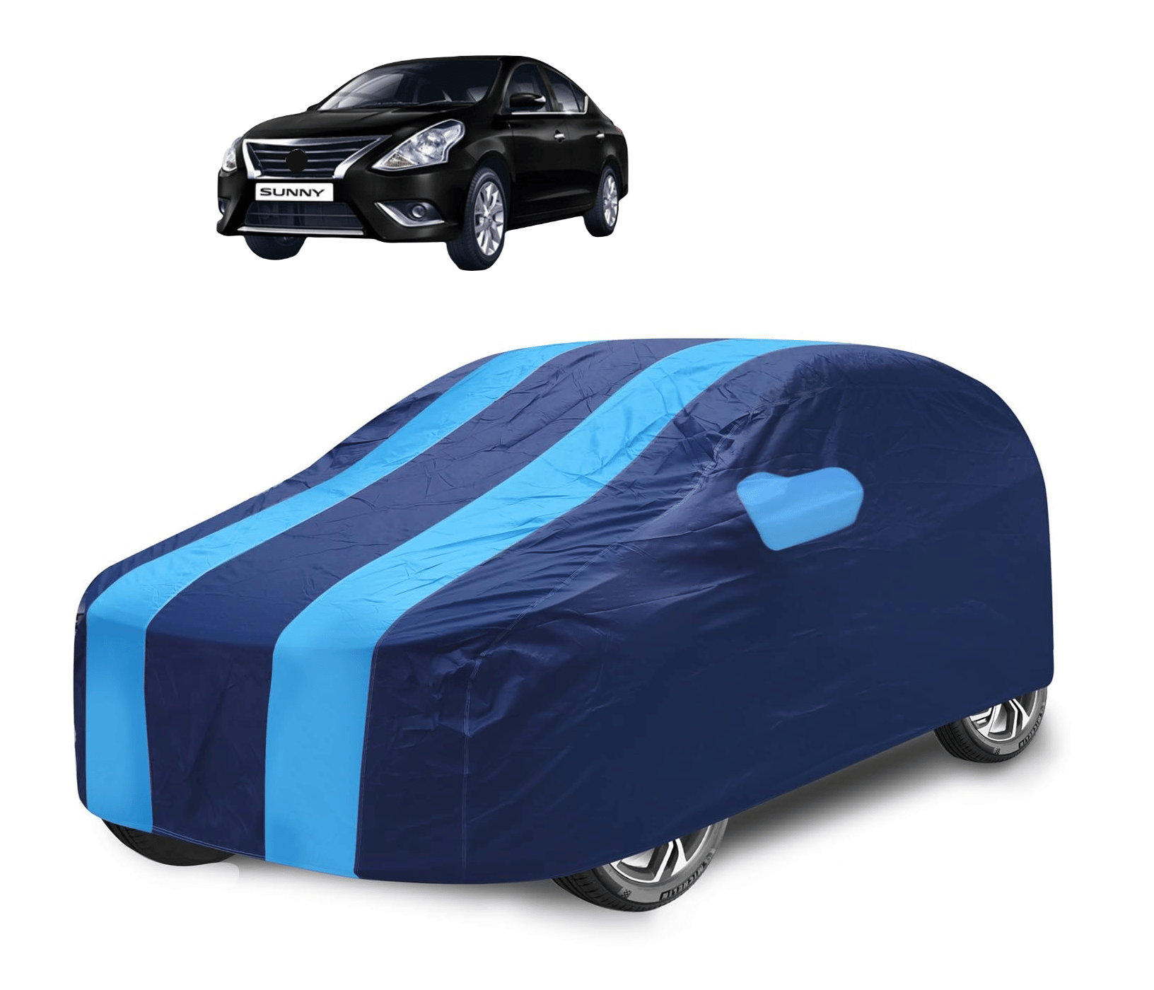     			Auto Hub Car Body Cover for Nissan All Car Models With Mirror Pocket ( Pack of 1 ) , Blue