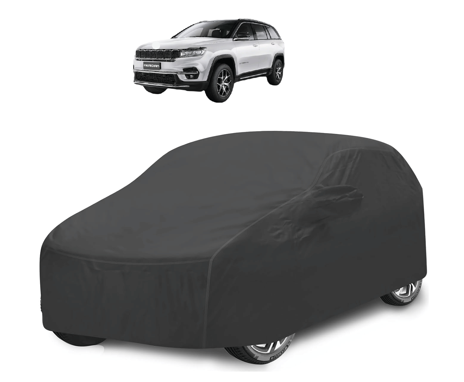     			Auto Hub Car Body Cover for Jeep All Car Models With Mirror Pocket ( Pack of 1 ) , Grey