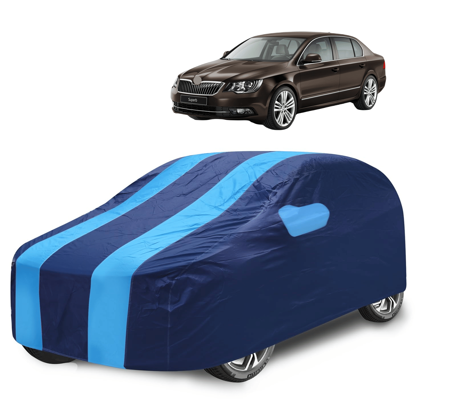 Auto Hub Car Body Cover for Skoda All Car Models With Mirror Pocket ( Pack of 1 ) , Blue Auto Hub Car Body Cover for Skoda All Car Models With Mirror Pocket ( Pack of 1 ) , Blue