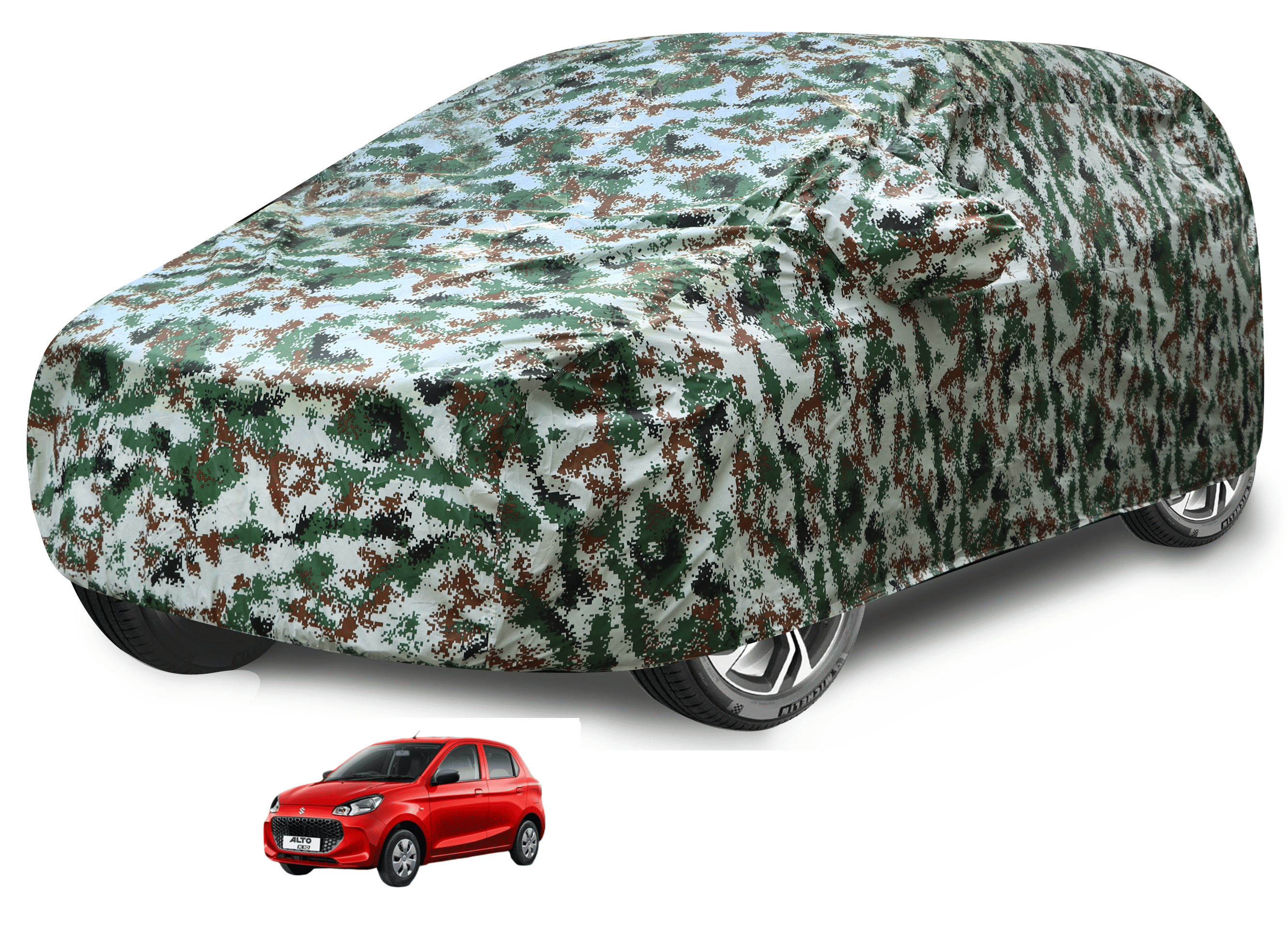 Auto Hub Car Body Cover for Maruti Suzuki All Car Models With Mirror Pocket ( Pack of 1 ) , Green     			Auto Hub Car Body Cover for Maruti Suzuki All Car Models With Mirror Pocket ( Pack of 1 ) , Green