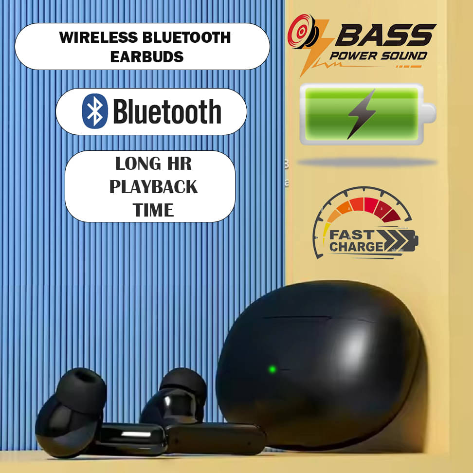     			Black Wireless TWS Earbuds with HD Sound | Bluetooth 5.3 | 30 Hrs Playtime | Type-C Fast Charging | Sweat  Resistant | Smart Touch | Secure Fit for Workouts & Travel