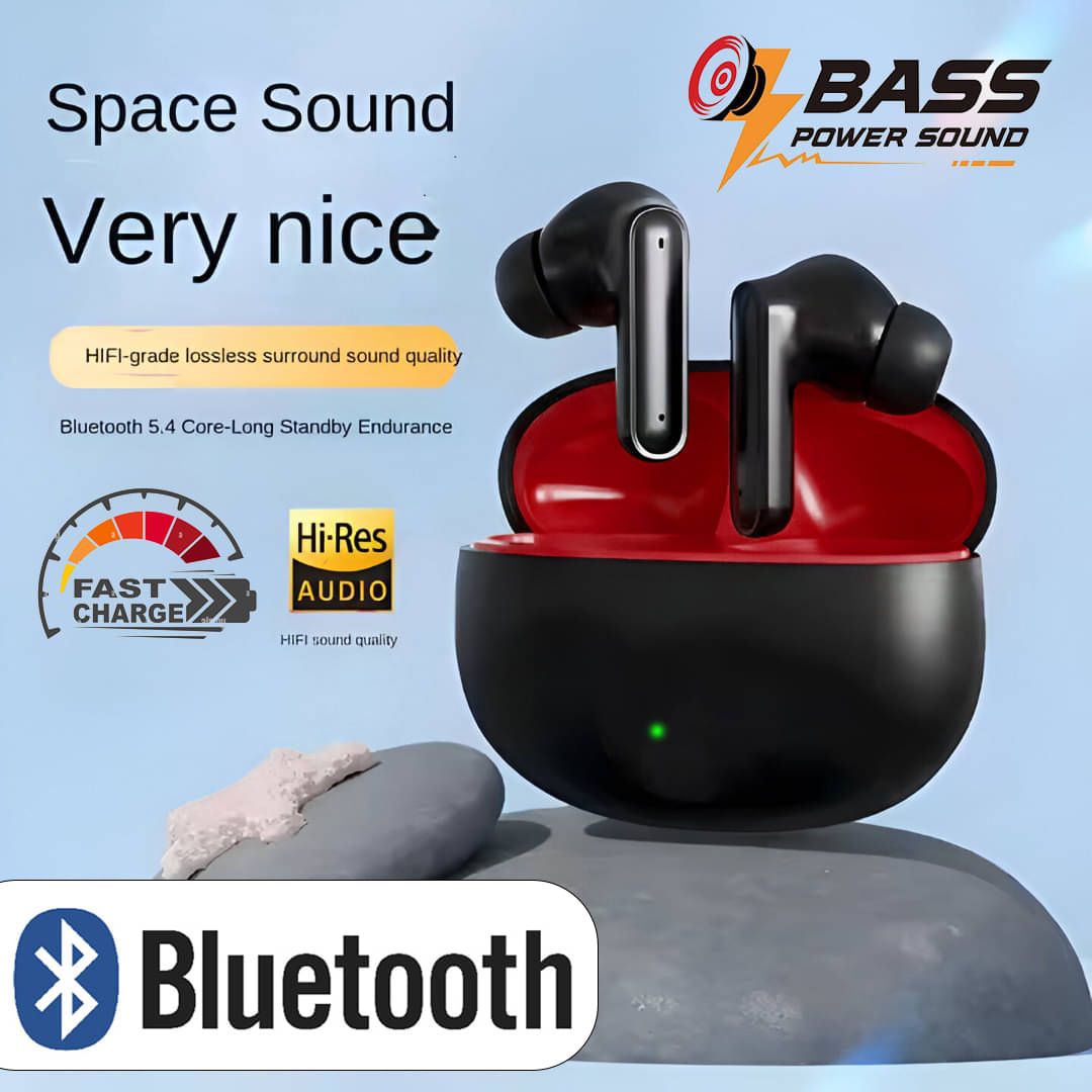     			Black Wireless TWS Earbuds with HD Sound | Bluetooth 5.3 | 30 Hrs Playtime | Type-C Fast Charging | Sweat  Resistant | Smart Touch | Secure Fit for Workouts & Travel