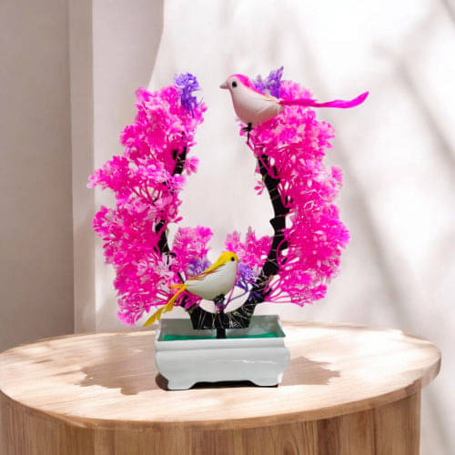 DIYANK Vibrant Pink & Blue Artificial plant with multicolor LED and sparrow charm Bonsai Wild Artificial Plant with Pot (Pack of 1) DIYANK Vibrant Pink & Blue Artificial plant with multicolor LED and sparrow charm Bonsai Wild Artificial Plant with Pot (Pack of 1)