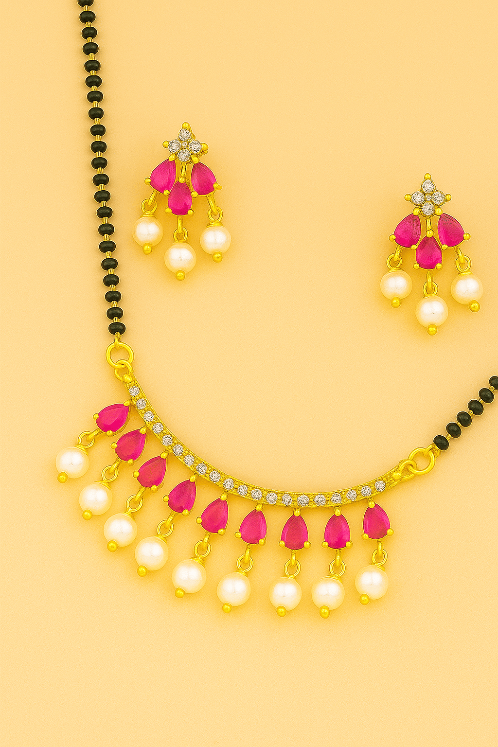     			Darshini Designs Red Mangalsutra Set ( Pack of 1 )