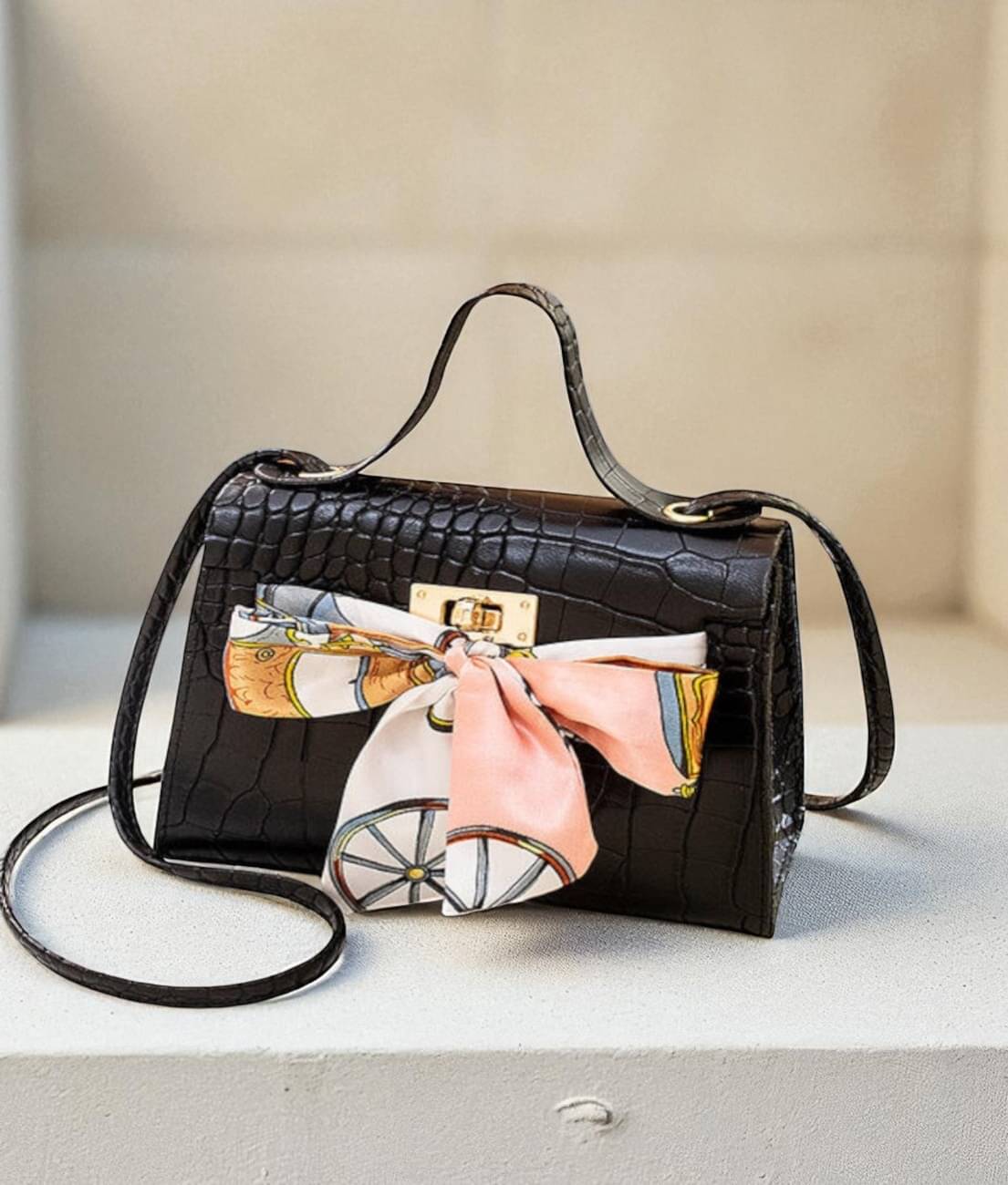    			Derifa Sling Bag PU Set of 1 ( Black )