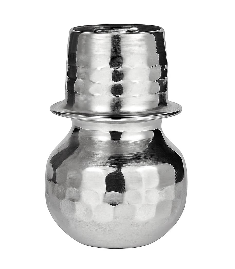     			Dynore Small Loti Bhandi Steel Silver Milk Container ( Set of 1 )