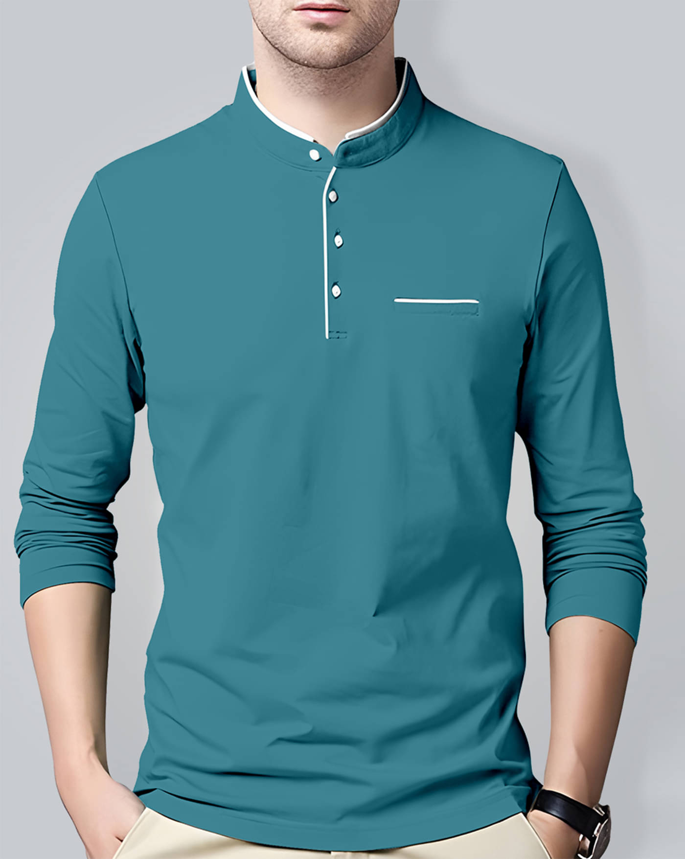     			ENITOR Men Cotton Blend Regular Fit Solid T-Shirt ( Teal )