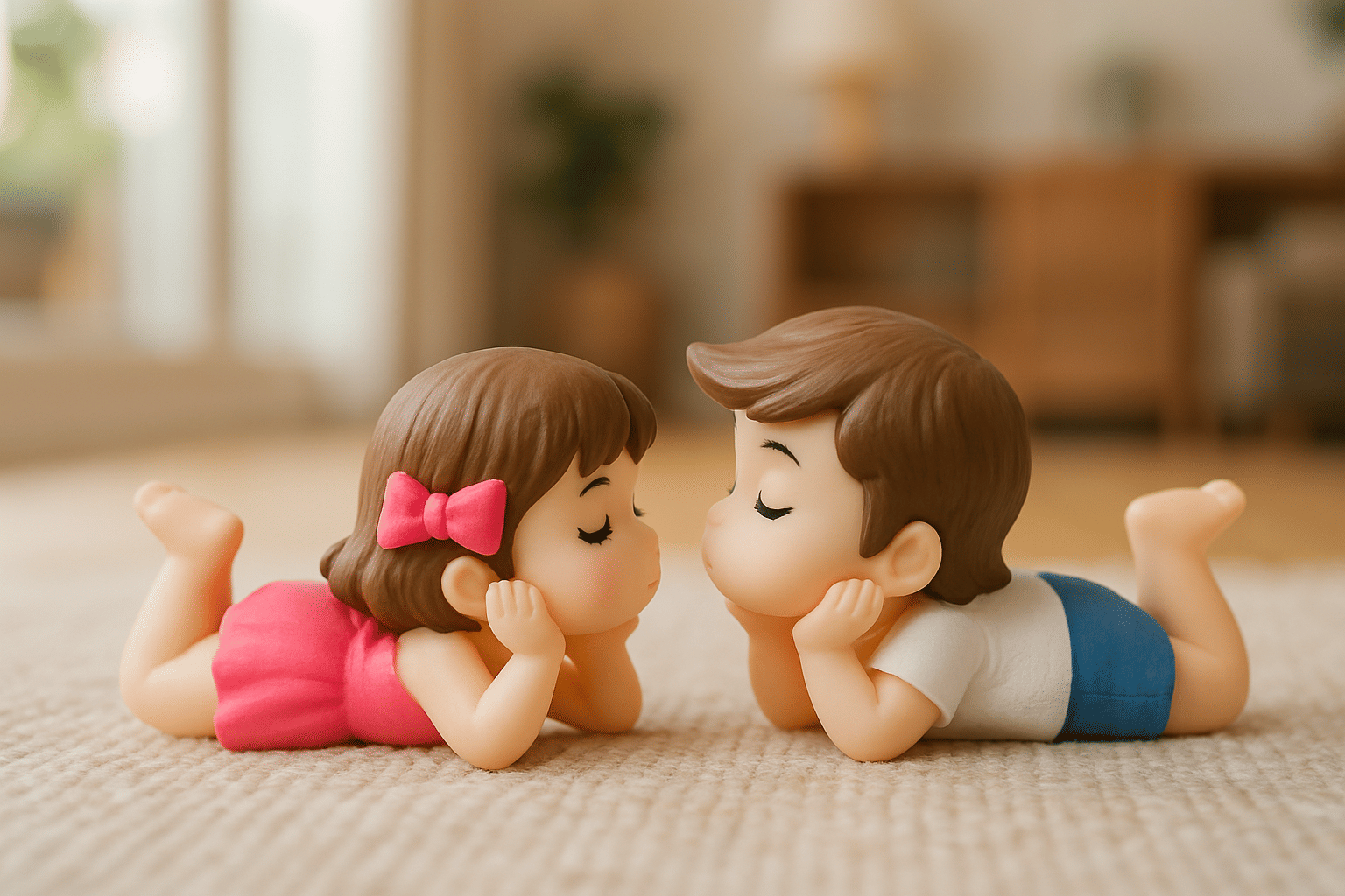     			Exopick Sweety Lovers- Lying Style Figurine Miniature (2pcs Set)