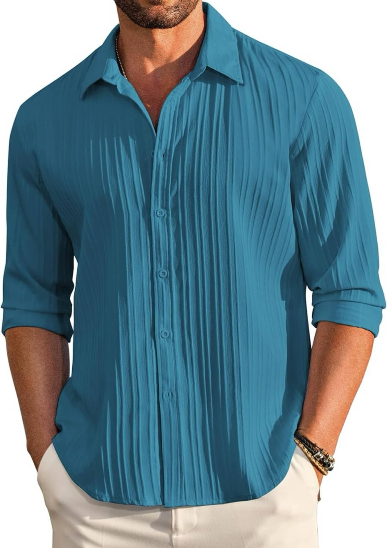 Fabzy Polyester Regular Fit Self Design Full Sleeves Men's Casual Shirt - Blue ( Pack of 1 ) Fabzy Polyester Regular Fit Self Design Full Sleeves Men's Casual Shirt - Blue ( Pack of 1 )