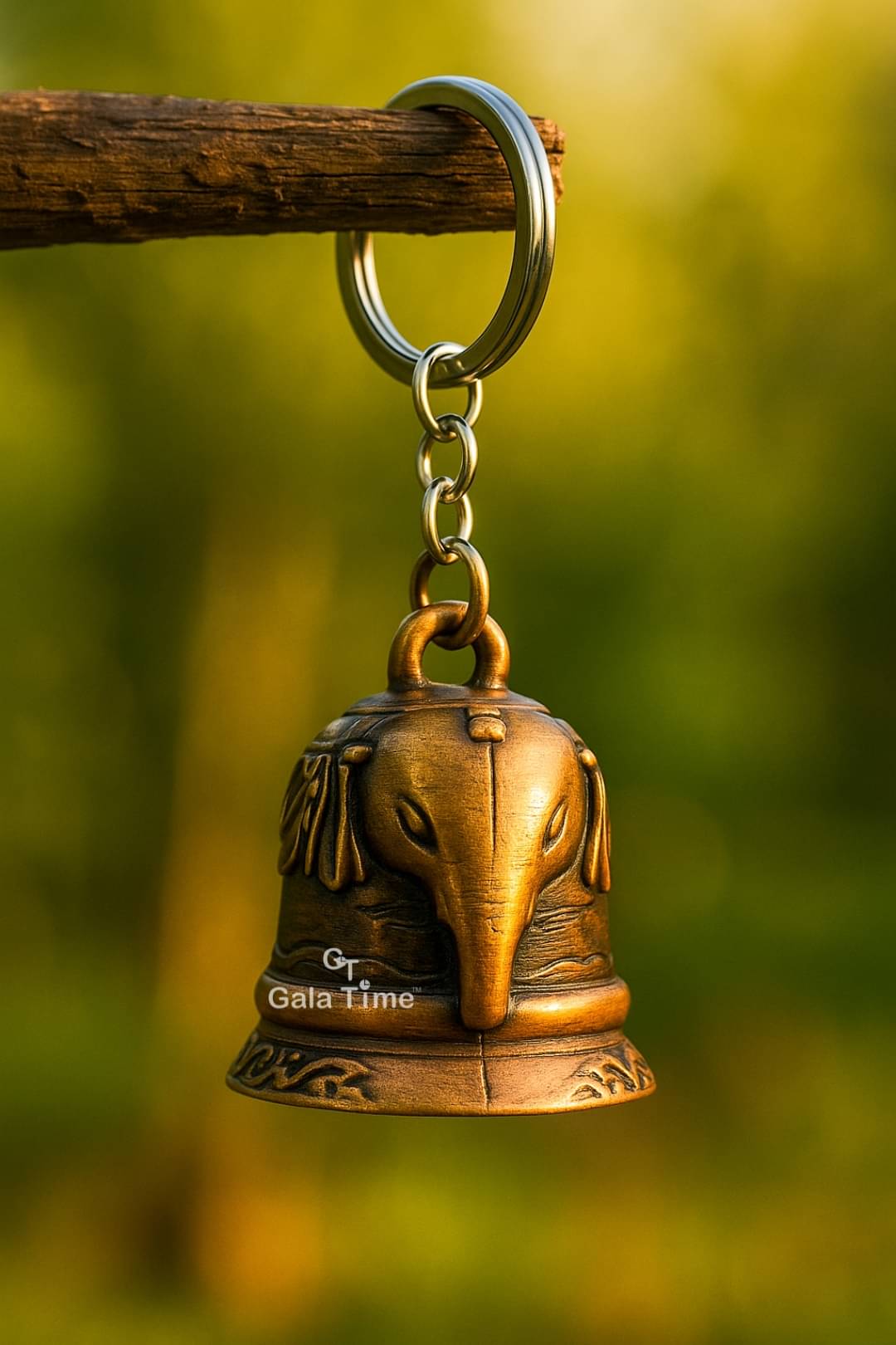     			Guardian Bell Keyring with Elephant Face Charm and Ghanti for Daily Use, Gifting for Bikes Boys Girls Kids