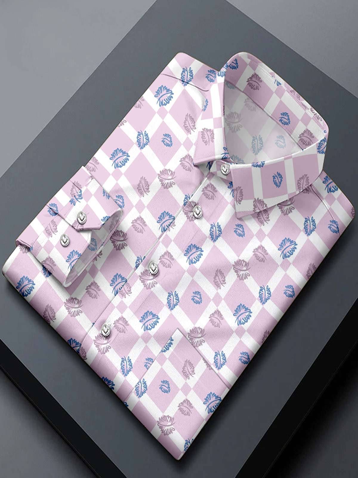    			Griva Creation Rayon Regular Fit Printed Full Sleeves Men's Casual Shirt - Pink ( Pack of 1 )