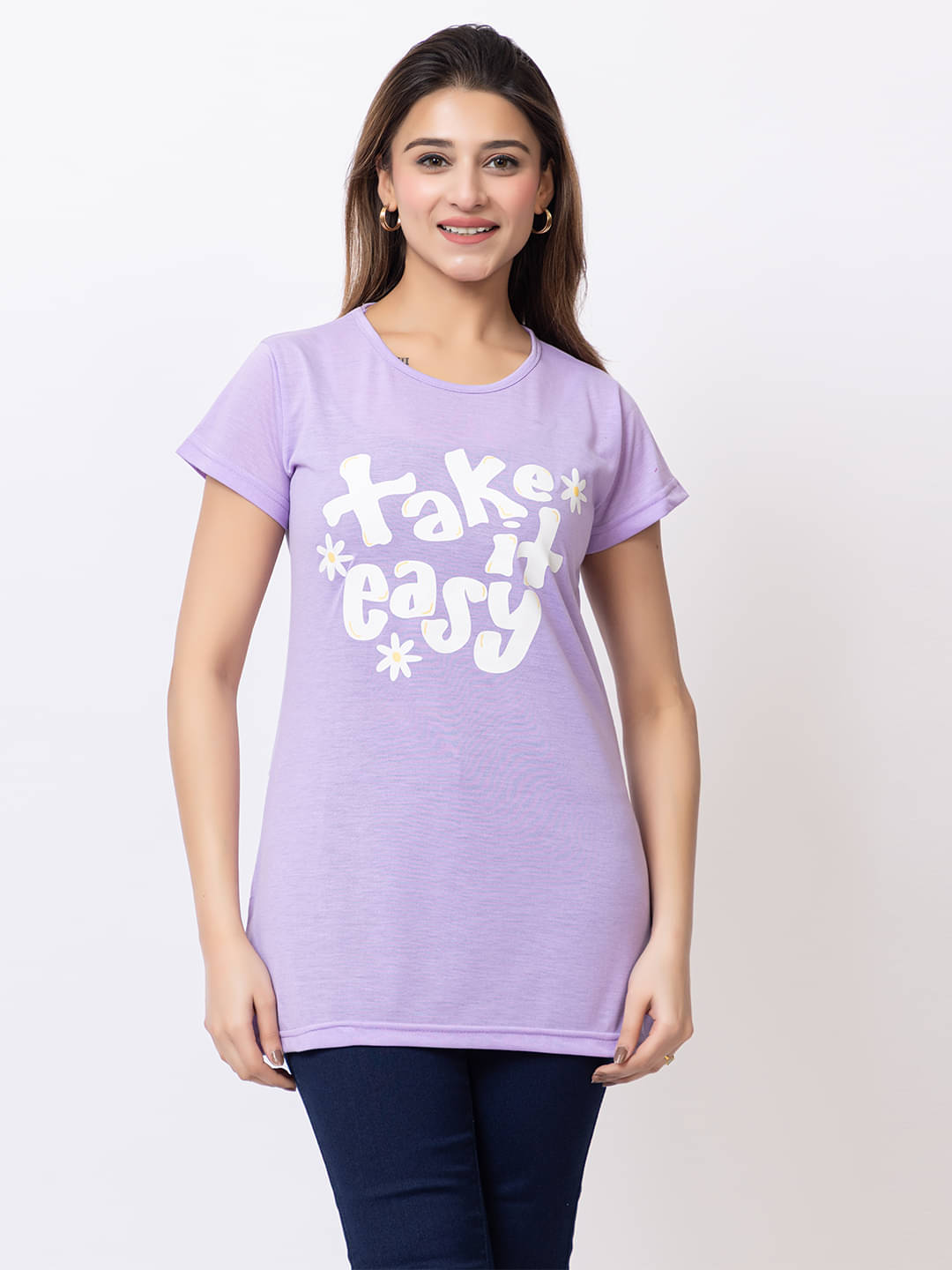     			HANABY Women's Cotton A-Line Top ( Purple )