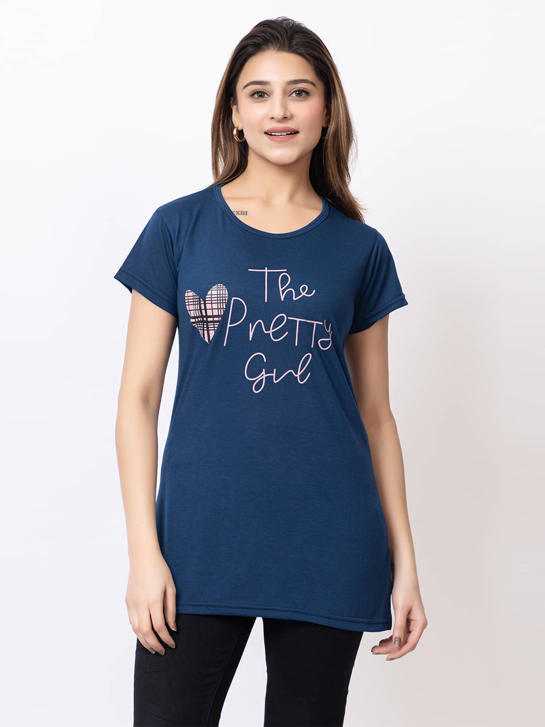     			HANABY Women's Cotton A-Line Top ( Blue )