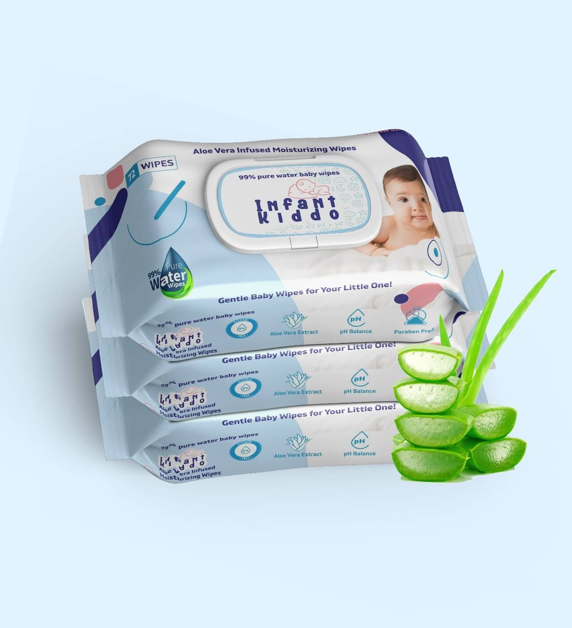     			Infant kiddo Scented Wet wipes For Babies ( Pack of 3 )