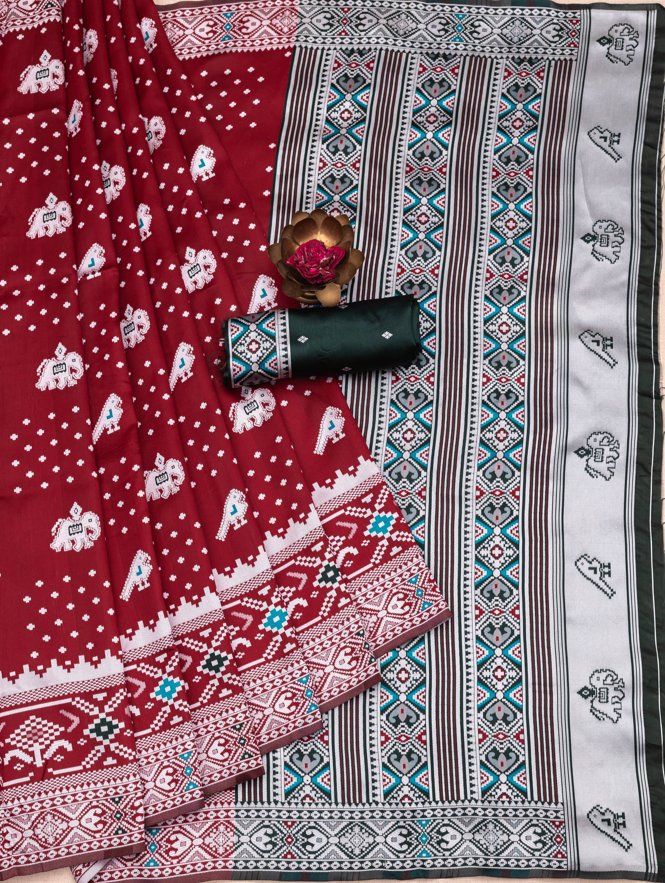 KRISHU ETHNICS Jacquard Woven Banarasi saree With Unstitched Blouse Piece ( Maroon )     			KRISHU ETHNICS Jacquard Woven Banarasi saree With Unstitched Blouse Piece ( Maroon )