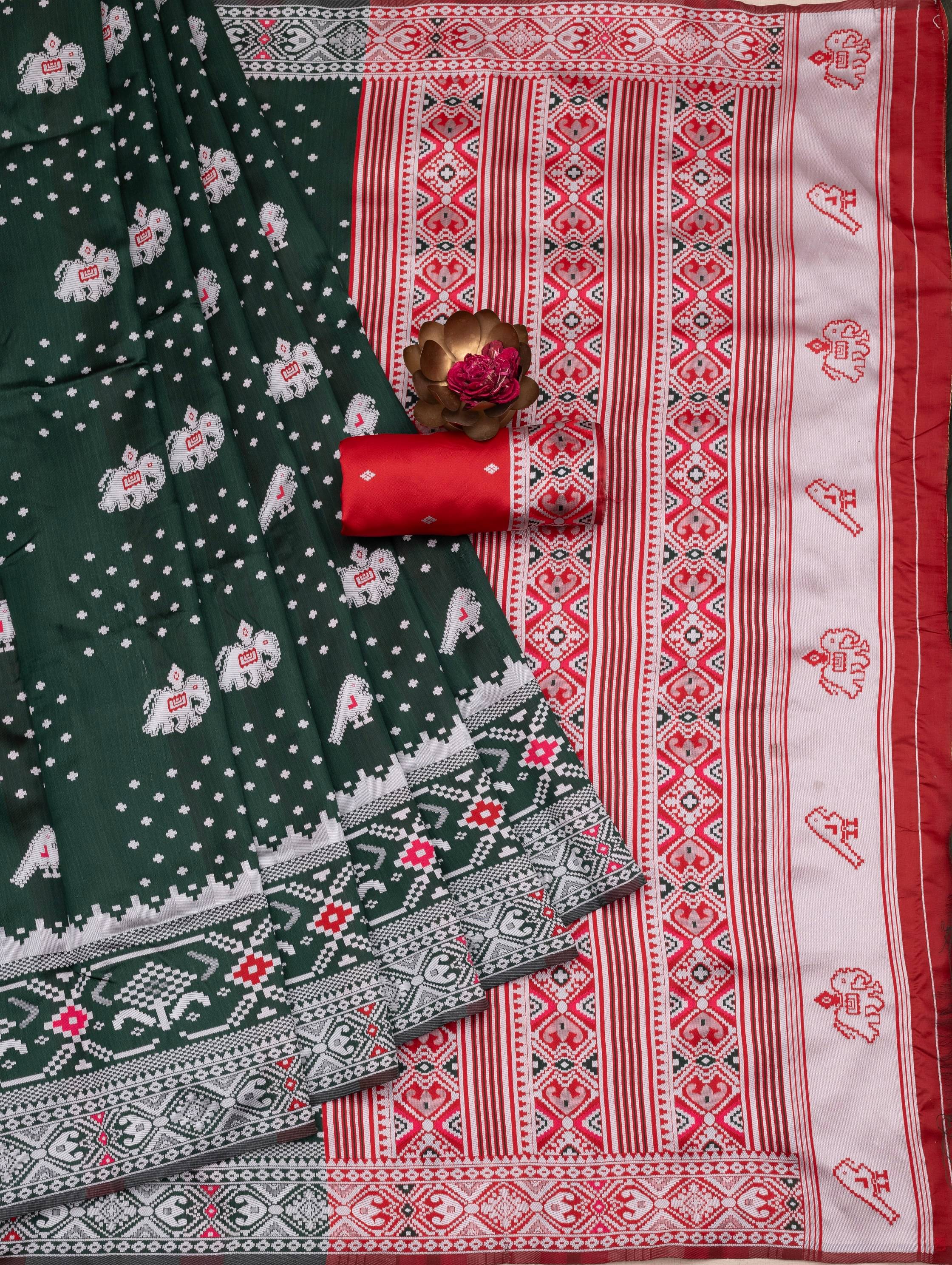 KRISHU ETHNICS Jacquard Woven Banarasi saree With Unstitched Blouse Piece ( Green )     			KRISHU ETHNICS Jacquard Woven Banarasi saree With Unstitched Blouse Piece ( Green )