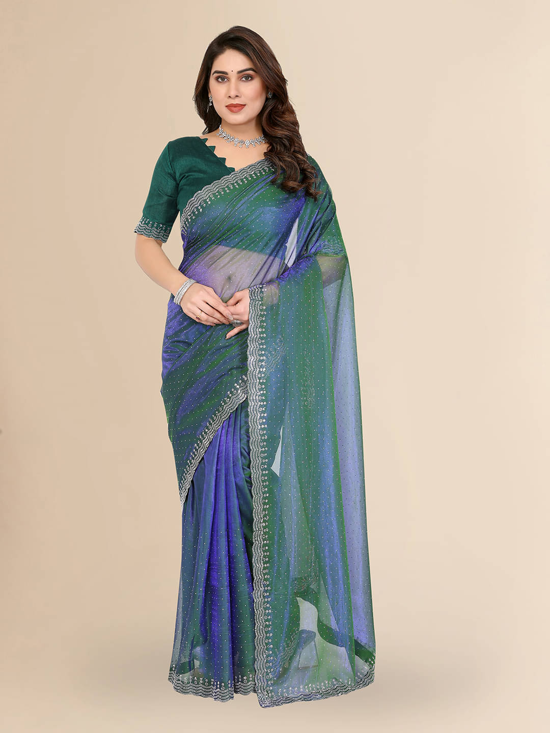 Kashvi Sarees Net Solid Ilkal Saree With Unstitched Blouse Piece ( Green ) Kashvi Sarees Net Solid Ilkal Saree With Unstitched Blouse Piece ( Green )