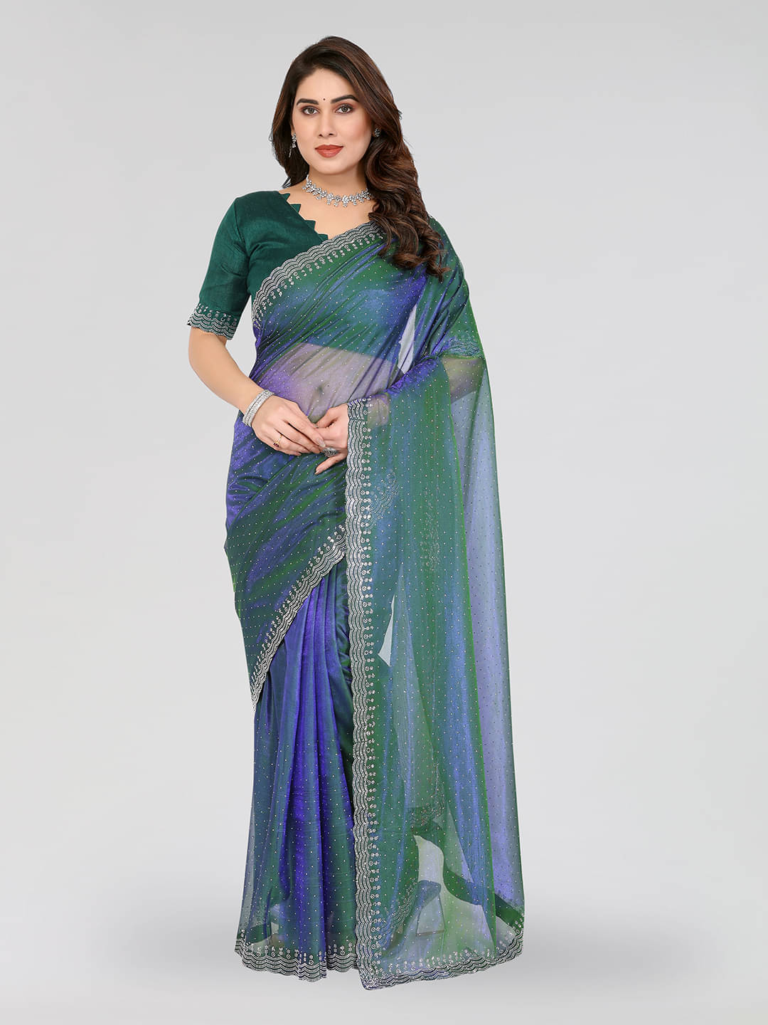 Kashvi Sarees Net Solid Ilkal Saree With Unstitched Blouse Piece ( Green ) Kashvi Sarees Net Solid Ilkal Saree With Unstitched Blouse Piece ( Green )
