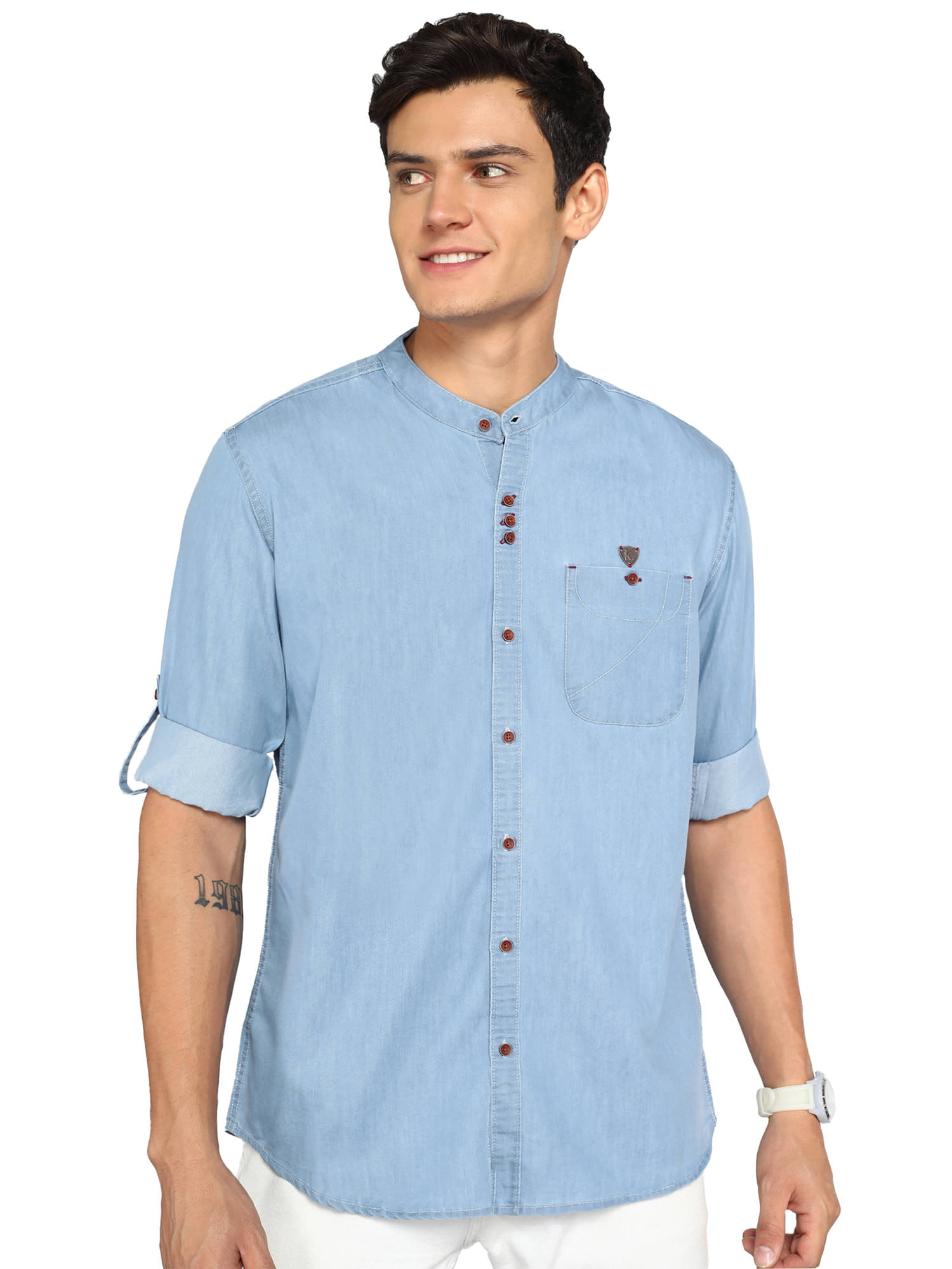     			Kuons Avenue Denim Regular Fit Solids Full Sleeves Men's Casual Shirt - Light Blue ( Pack of 1 )