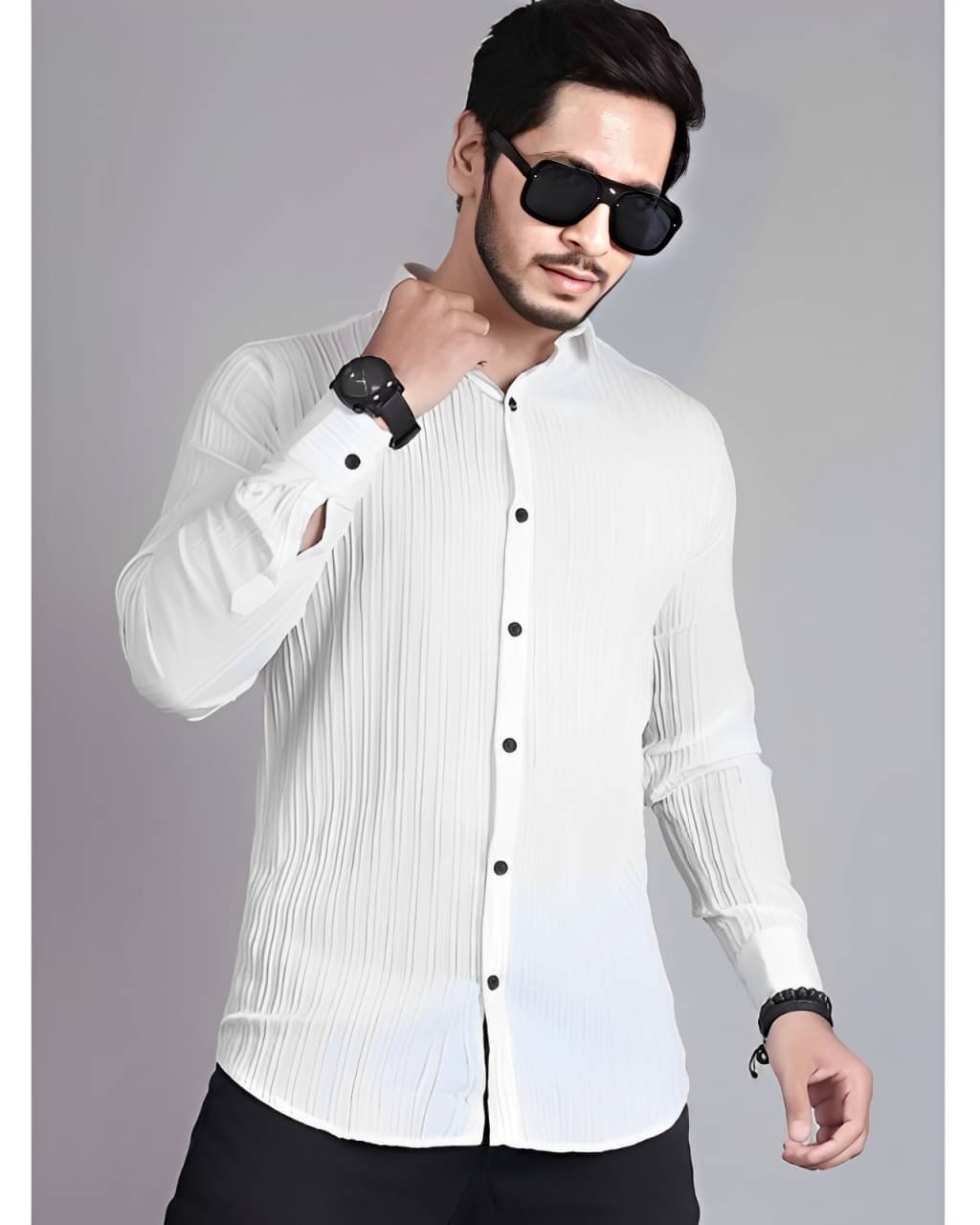 LAXBON Poly Cotton Regular Fit Solids Full Sleeves Men's Casual Shirt - White ( Pack of 1 ) LAXBON Poly Cotton Regular Fit Solids Full Sleeves Men's Casual Shirt - White ( Pack of 1 )